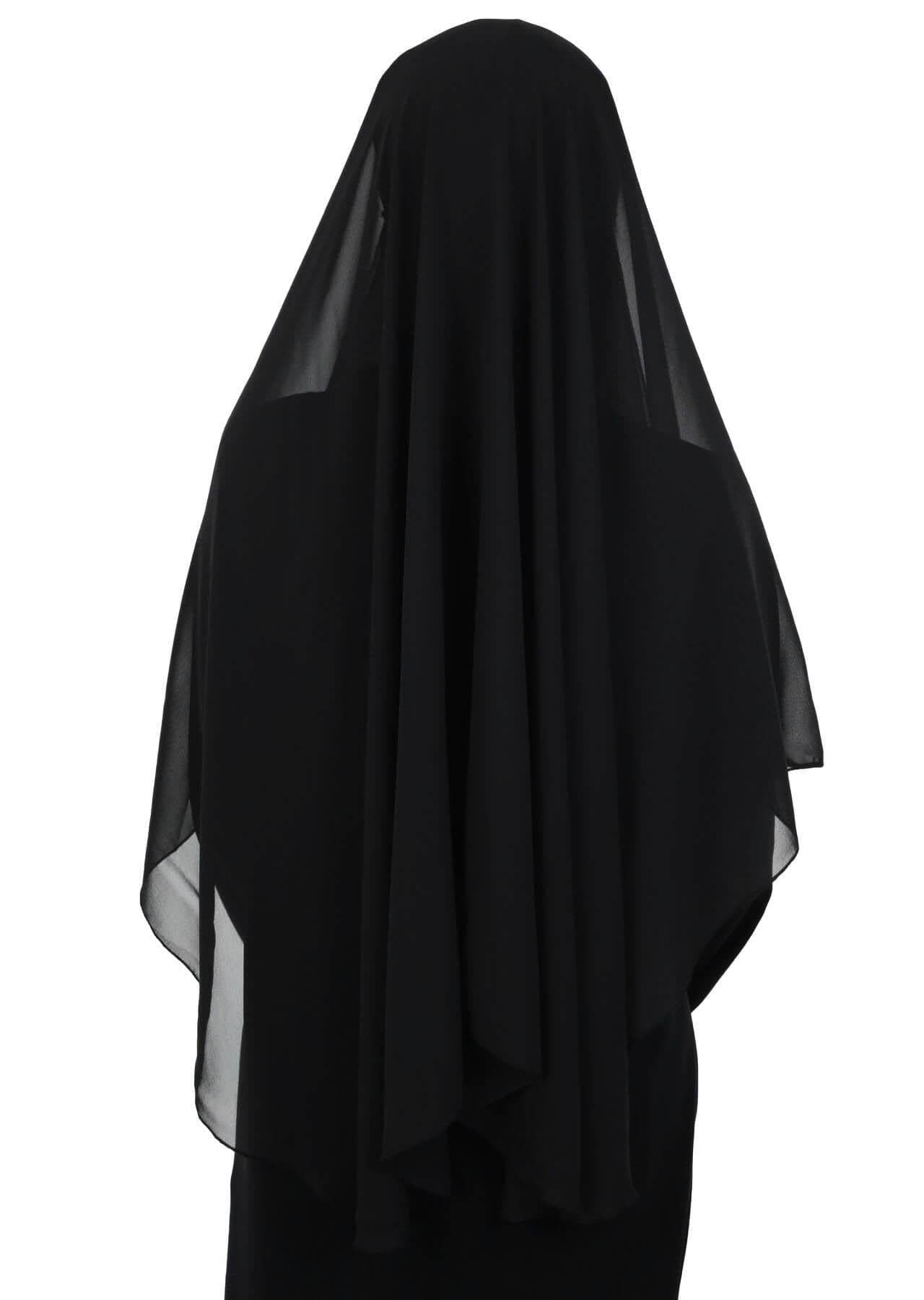 Practical Black Veil, Instant Chiffon Shawl and Veil, Practical Shawl, Modest Head Scarf Turban Hijab and Veil,PC-1 - Black