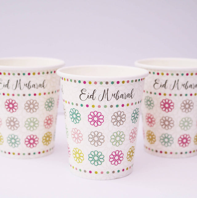 Pack of 5 Eid Mubarak Paper Cups - Eid Party Celebration Eid Tableware