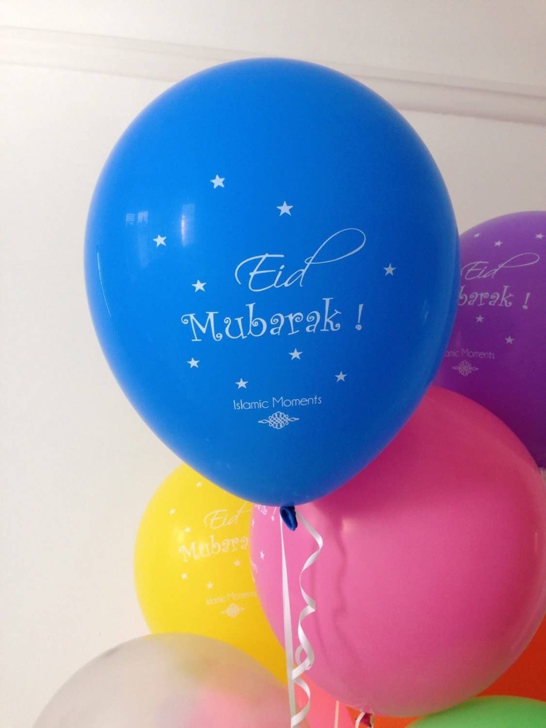 10 Large Eid Mubarak Balloons, Eid Decorations - Multi Coloured Pack