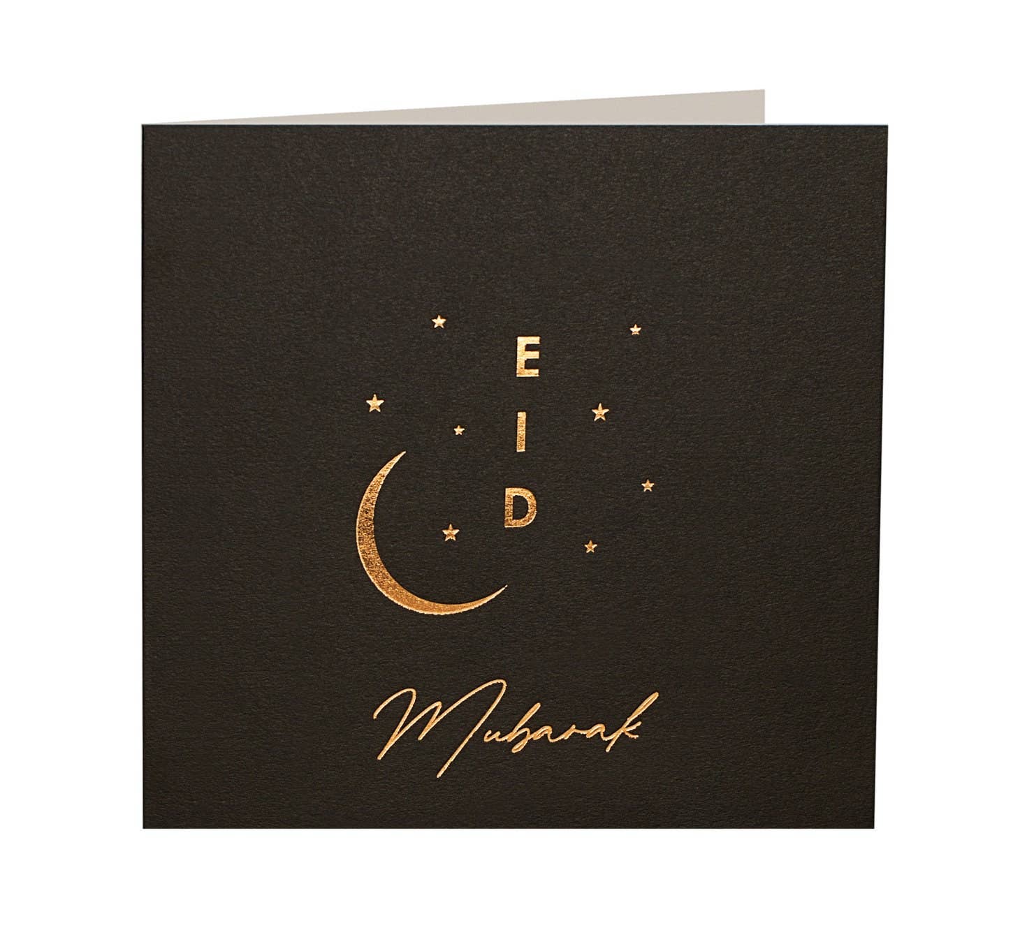 Luxury Eid Mubarak Greeting Card in Black - Gold Foiled