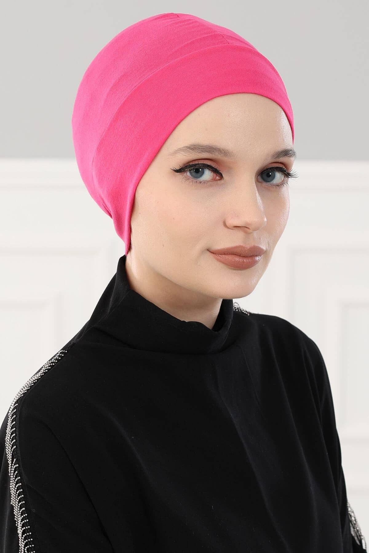 Instant Turban Cotton Head Wrap Lightweight Chemo Headwear Cancer Cap,B-37 - Black