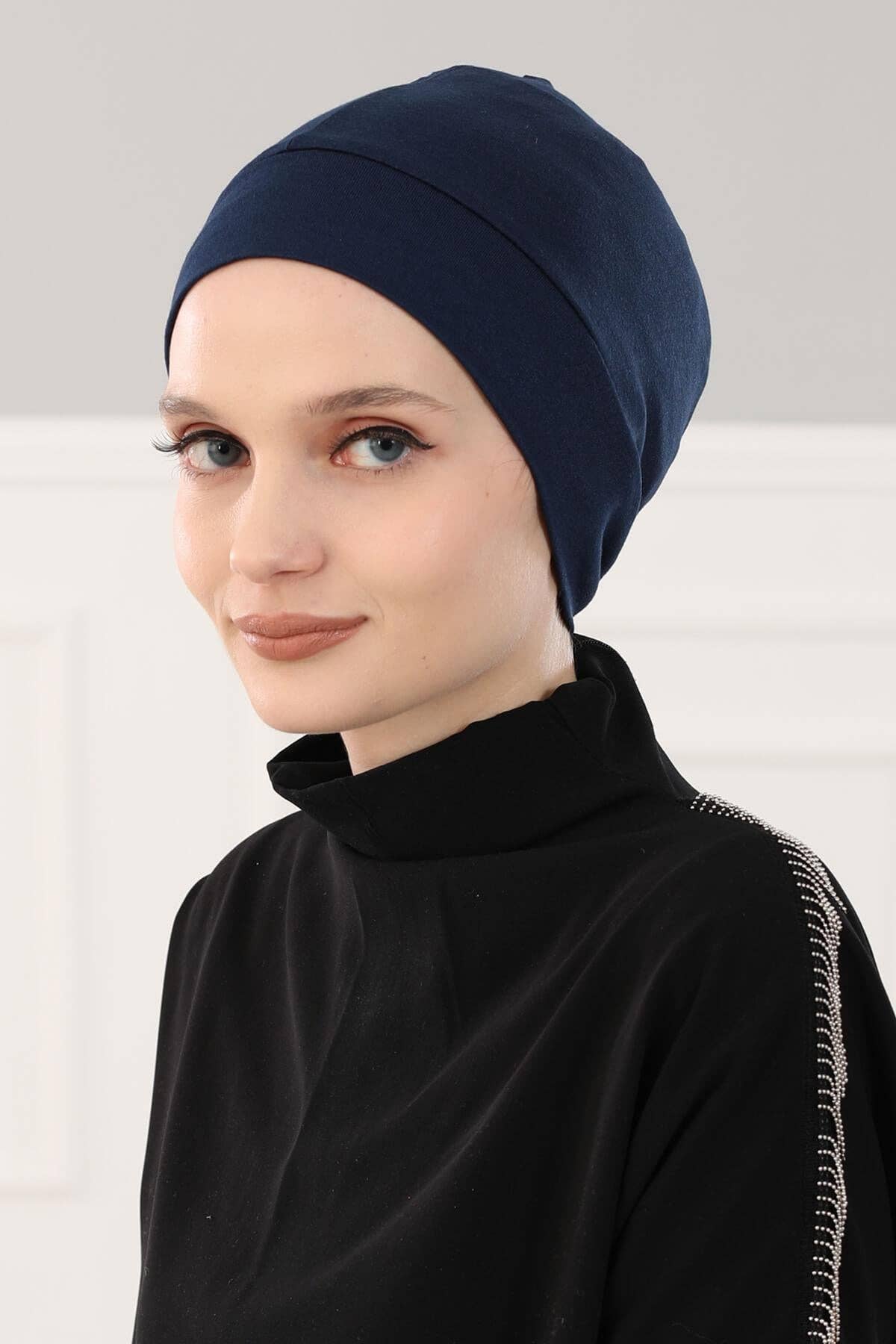 Instant Turban Cotton Head Wrap Lightweight Chemo Headwear Cancer Cap,B-37 - Black