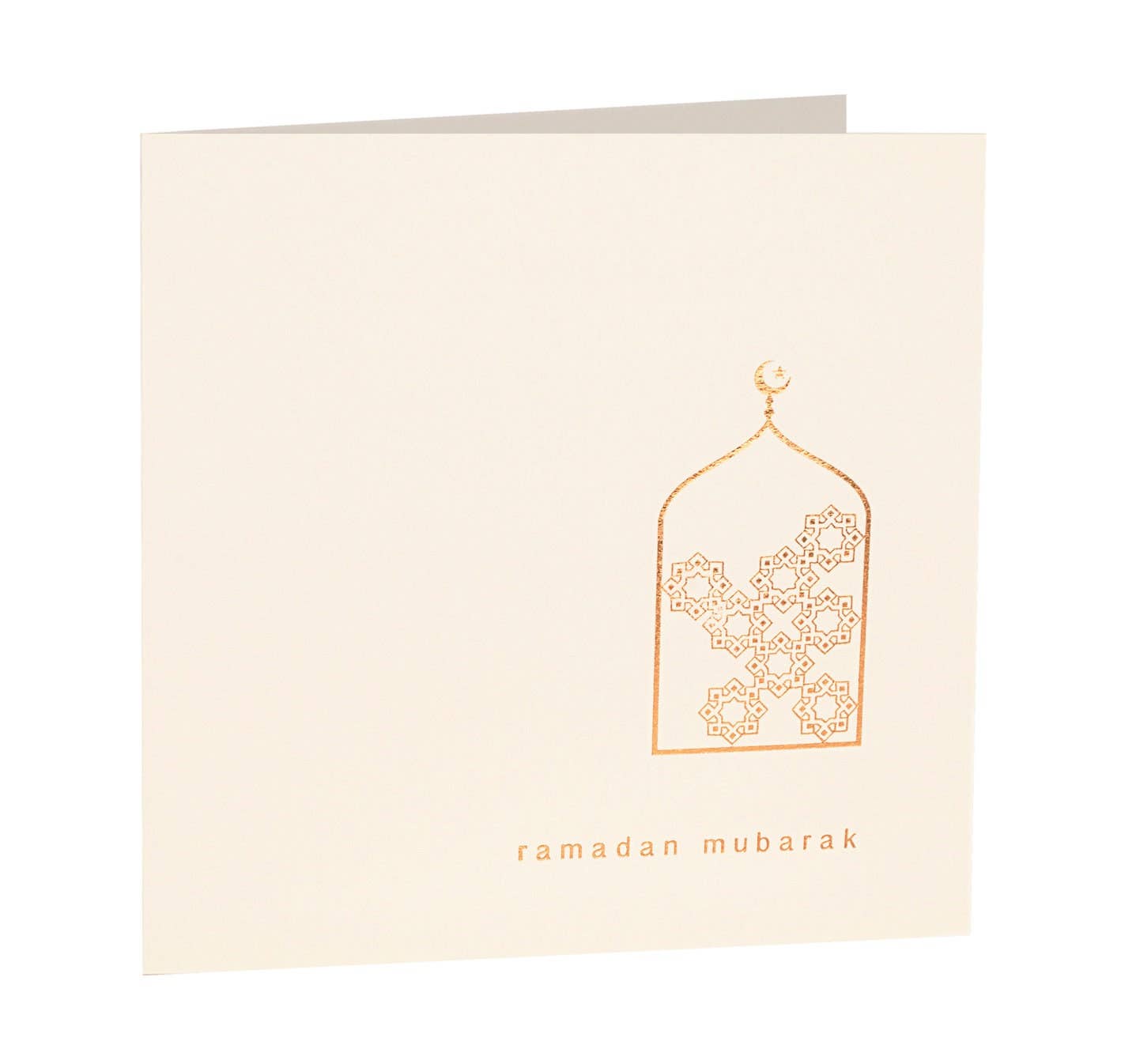 Luxury Ramadan Mubarak Gold Foil Greeting Card in Cream