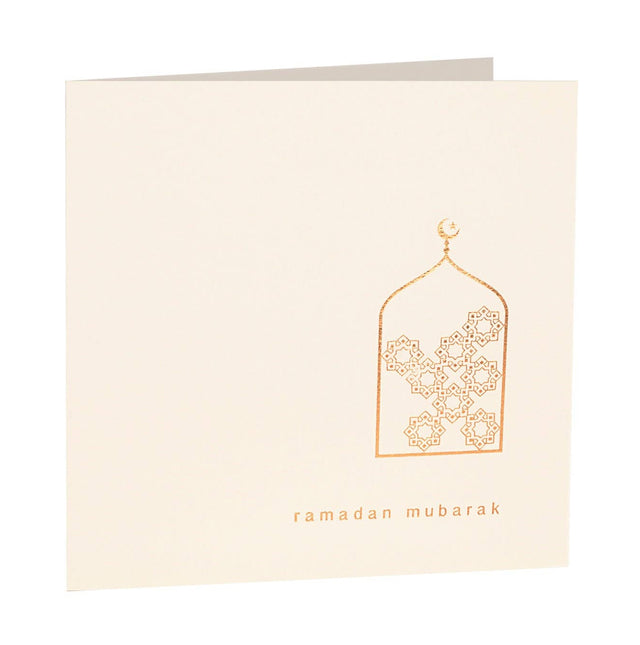 Luxury Ramadan Mubarak Gold Foil Greeting Card in Cream