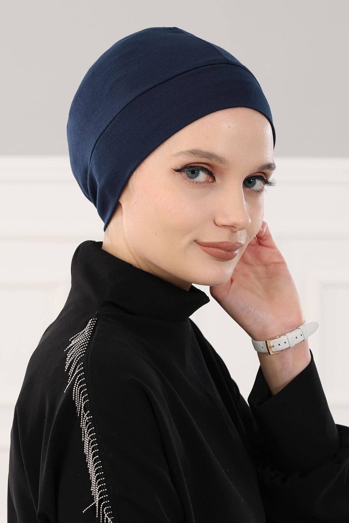 Instant Turban Cotton Head Wrap Lightweight Chemo Headwear Cancer Cap,B-37 - Black