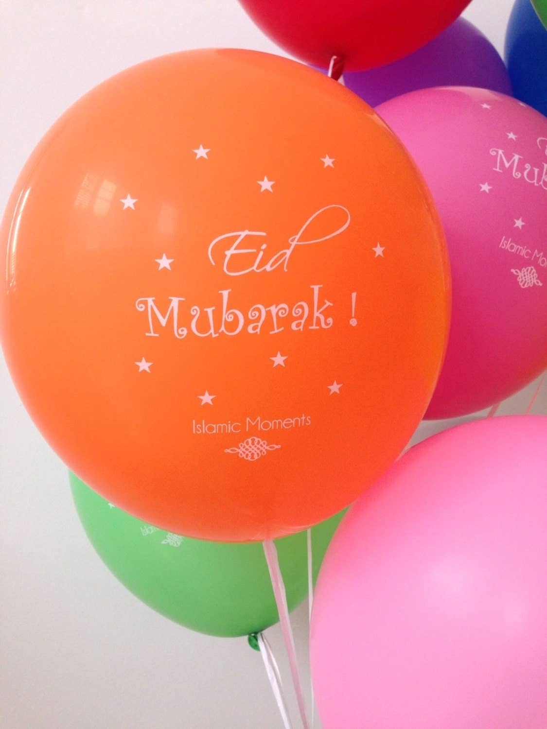 10 Large Eid Mubarak Balloons, Eid Decorations - Multi Coloured Pack