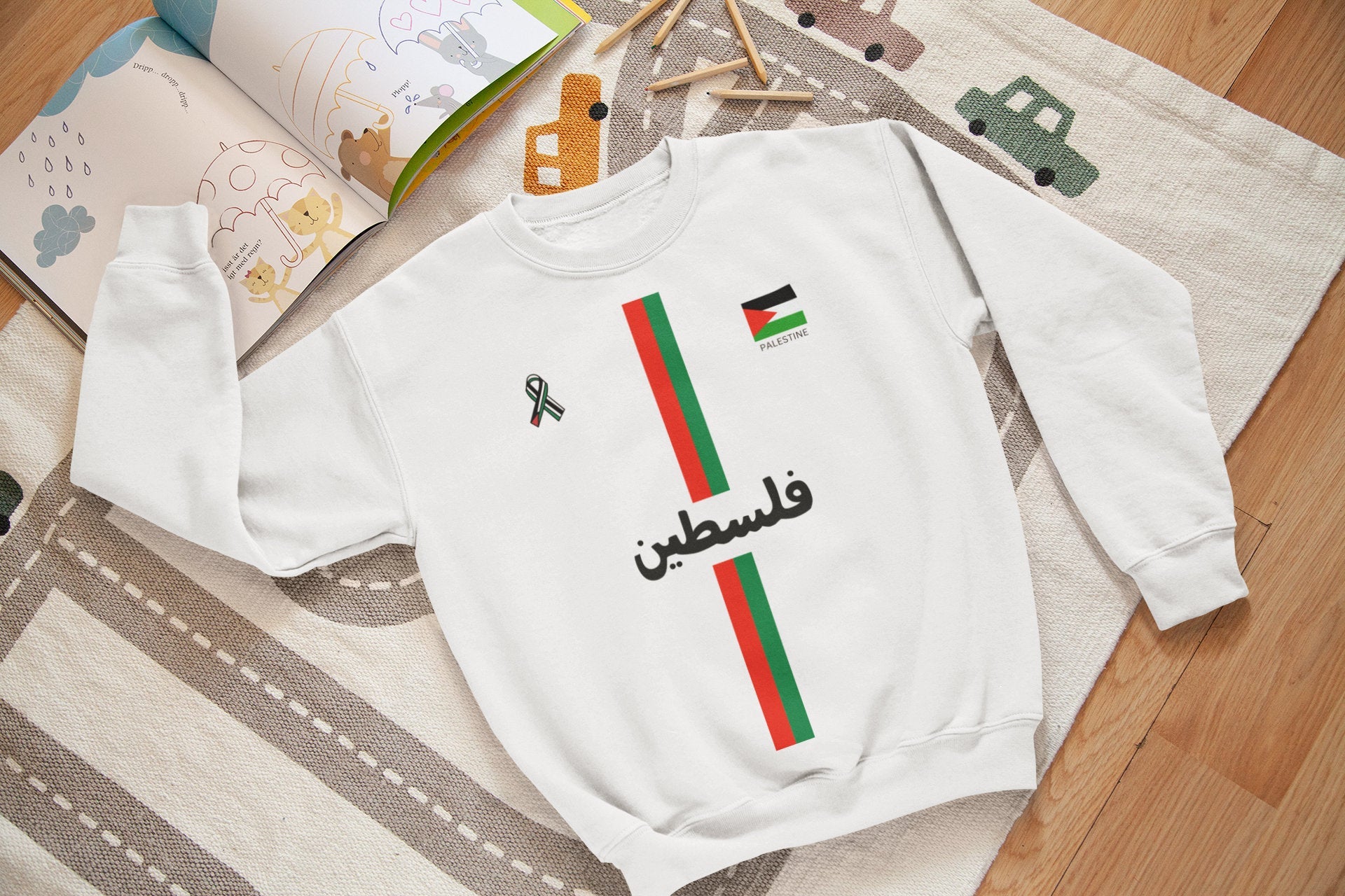 Youth Crew Neck Sweater - Palestine Arabic 2