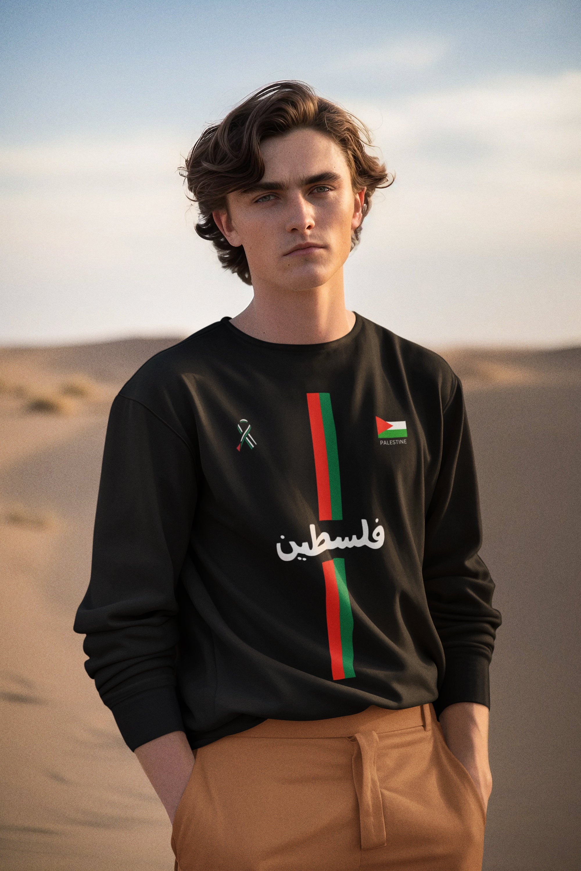 Youth Crew Neck Sweater - Palestine Arabic 2