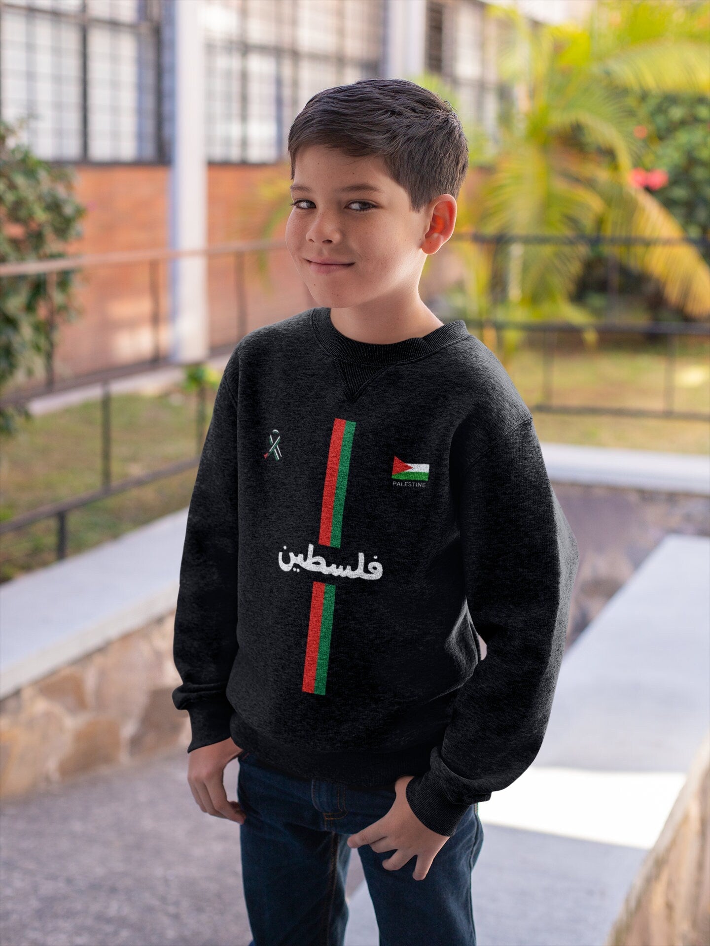 Youth Crew Neck Sweater - Palestine Arabic 2