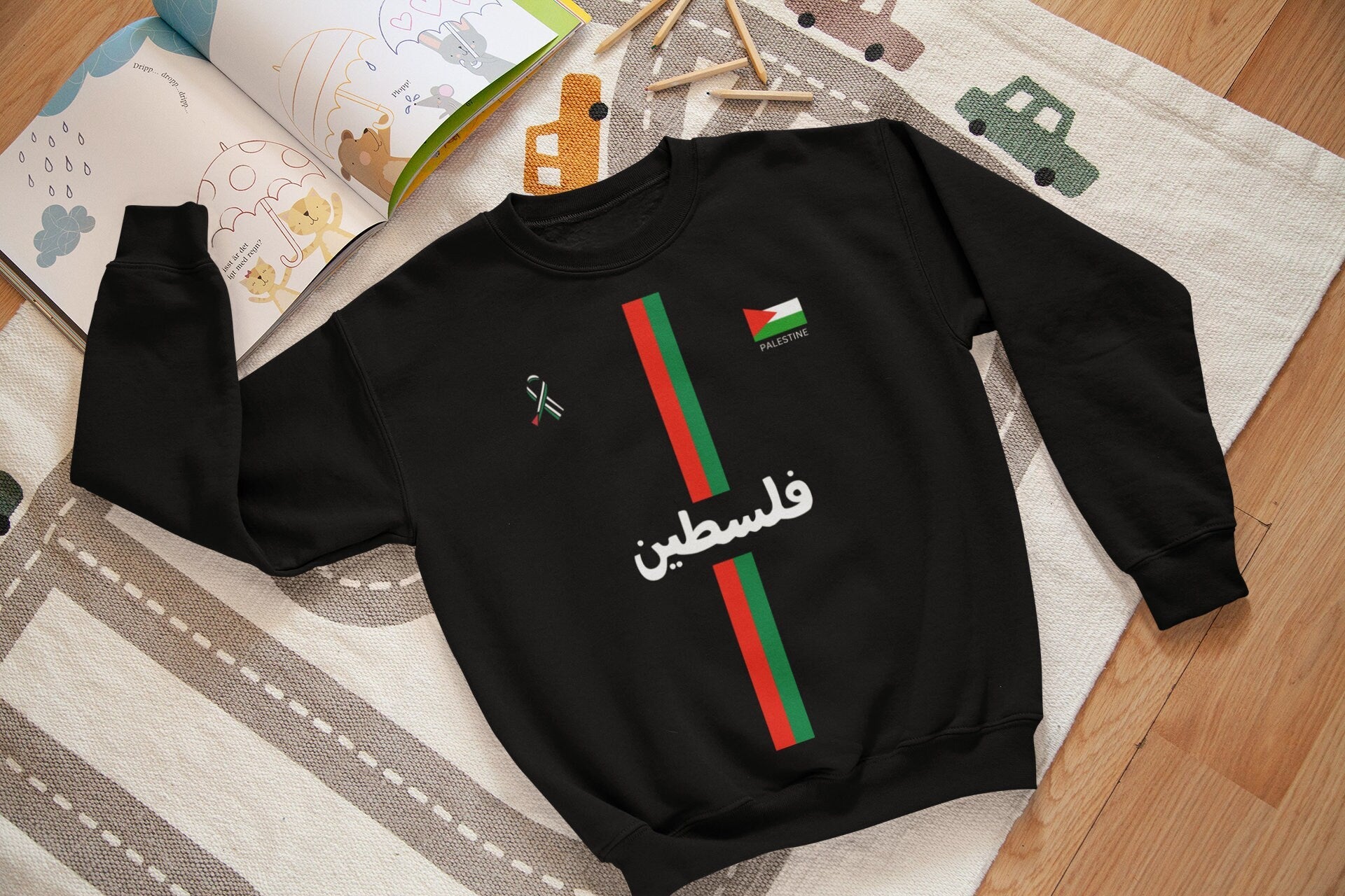 Youth Crew Neck Sweater - Palestine Arabic 2