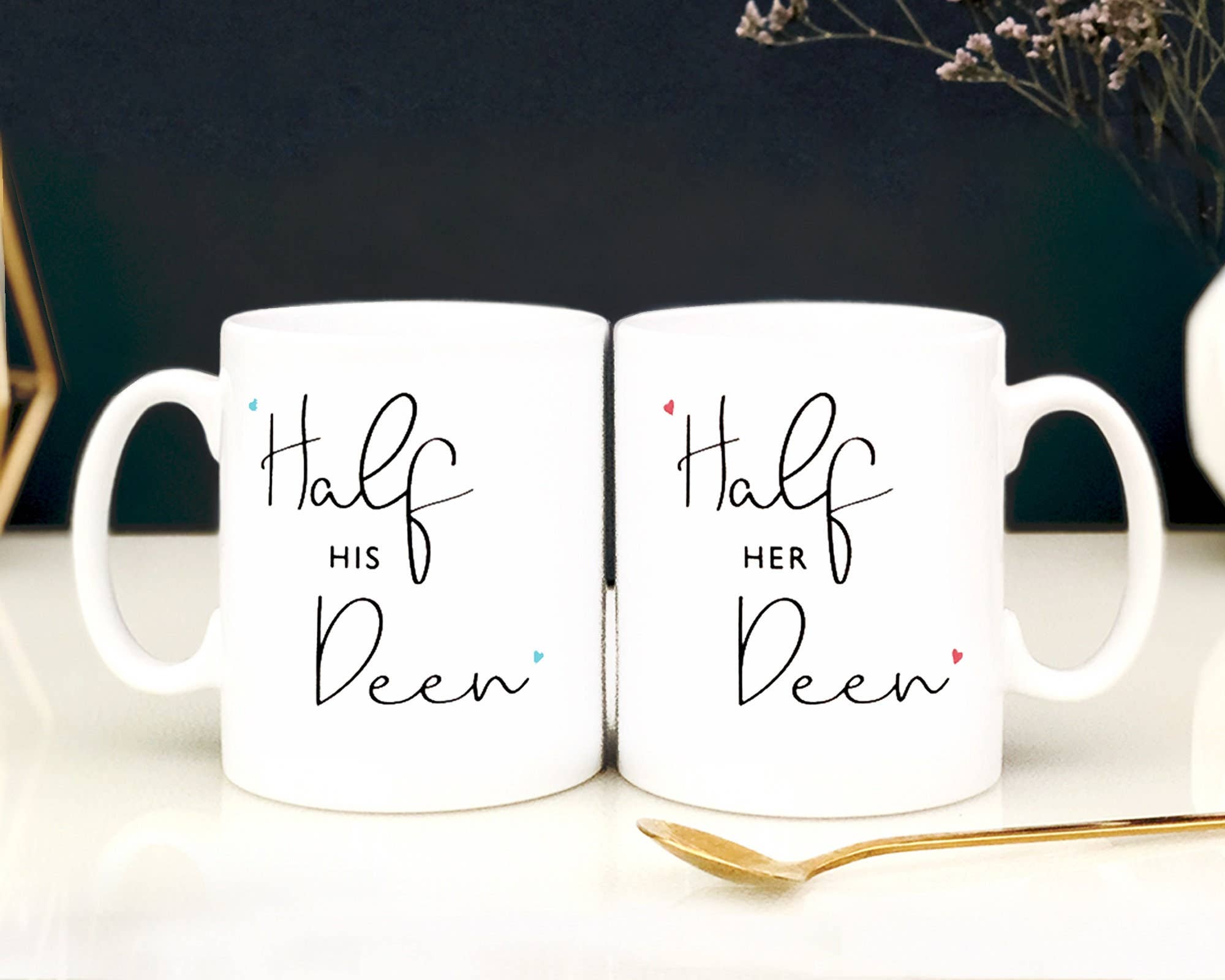 Half His Deen & Half Her Deen Gift Set of Islamic Wedding Mugs