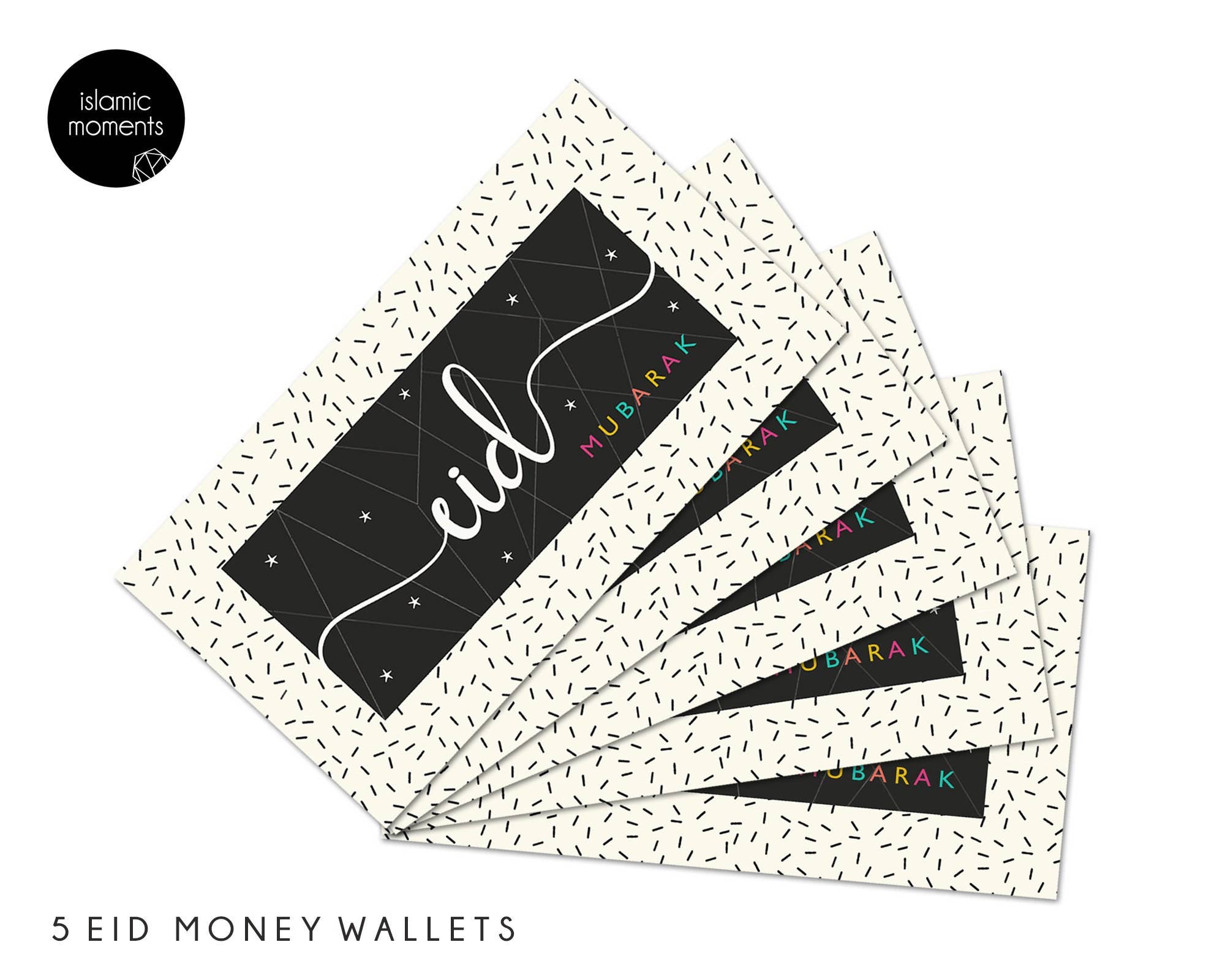 Multipack of 5 Eid Mubarak Money Wallets Eid Gift Cards