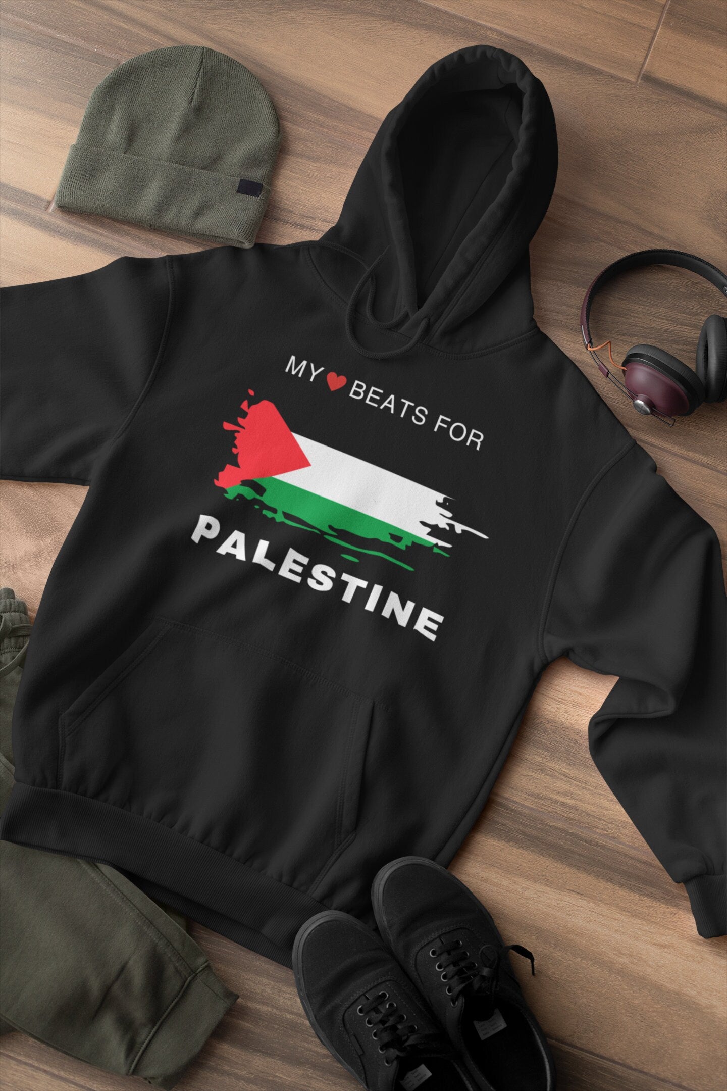 Adult Crew Neck Hoodie - Palestine Heart