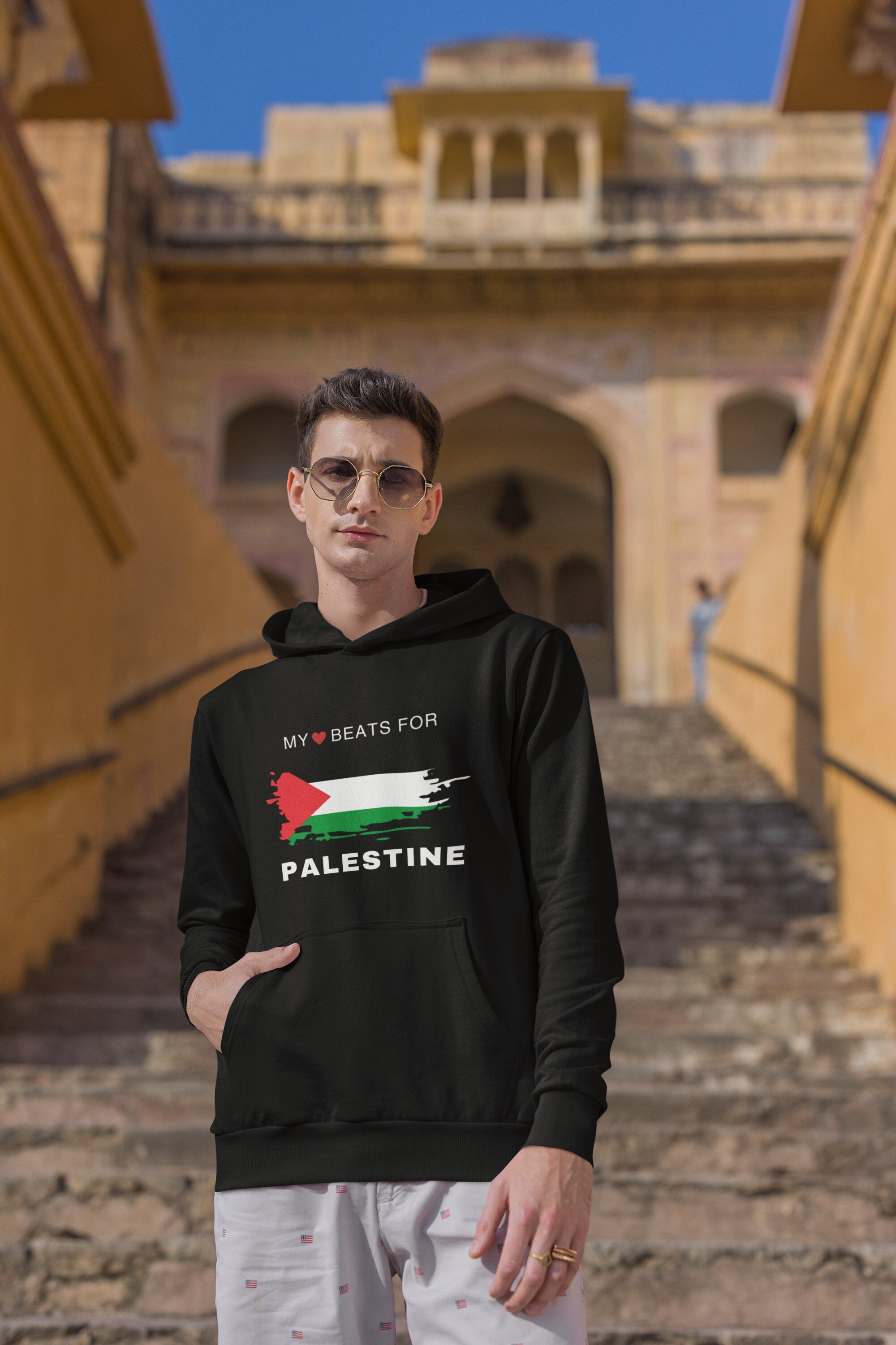 Adult Crew Neck Hoodie - Palestine Heart