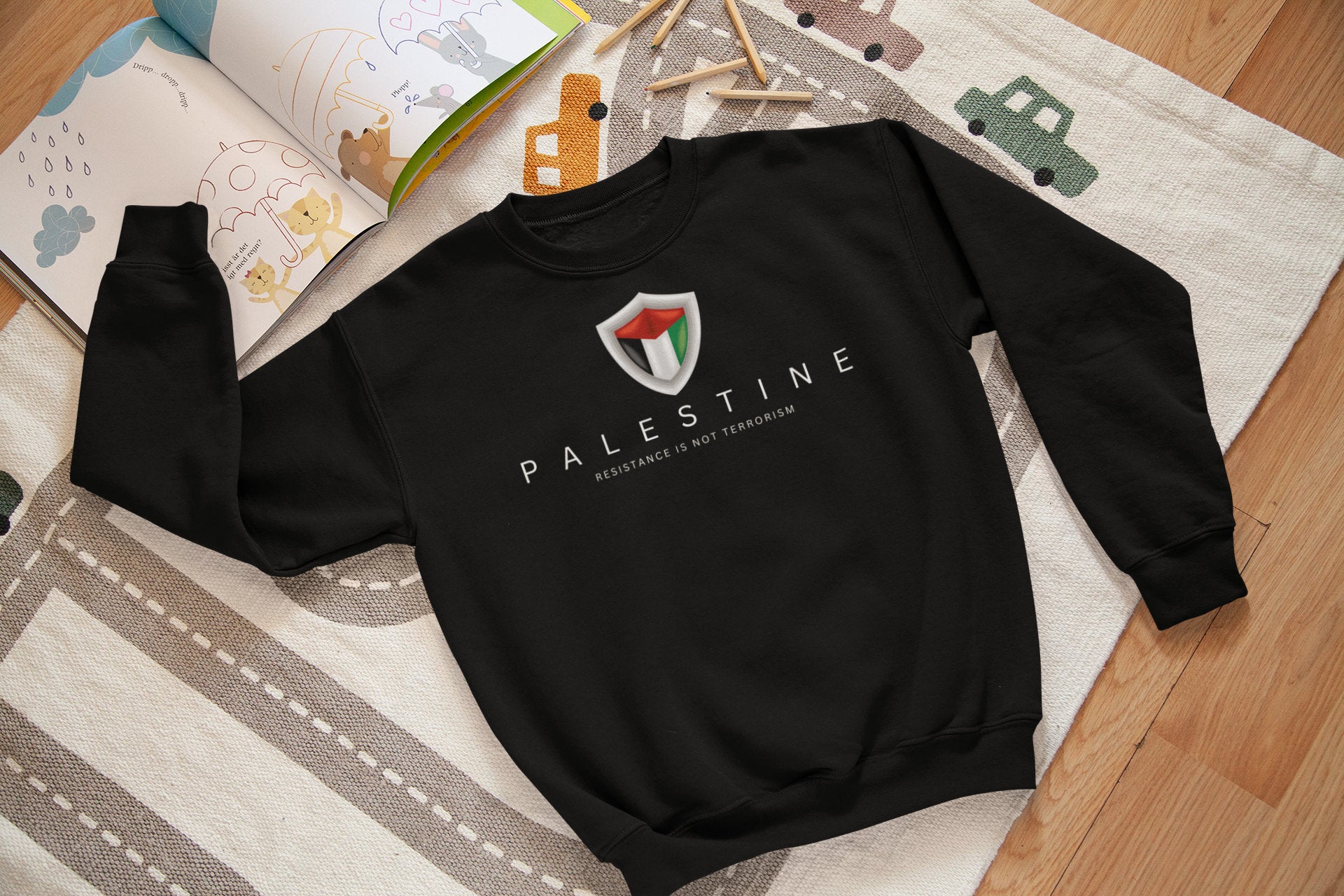 Youth Crew Neck Sweatshirt - Palestine Shield