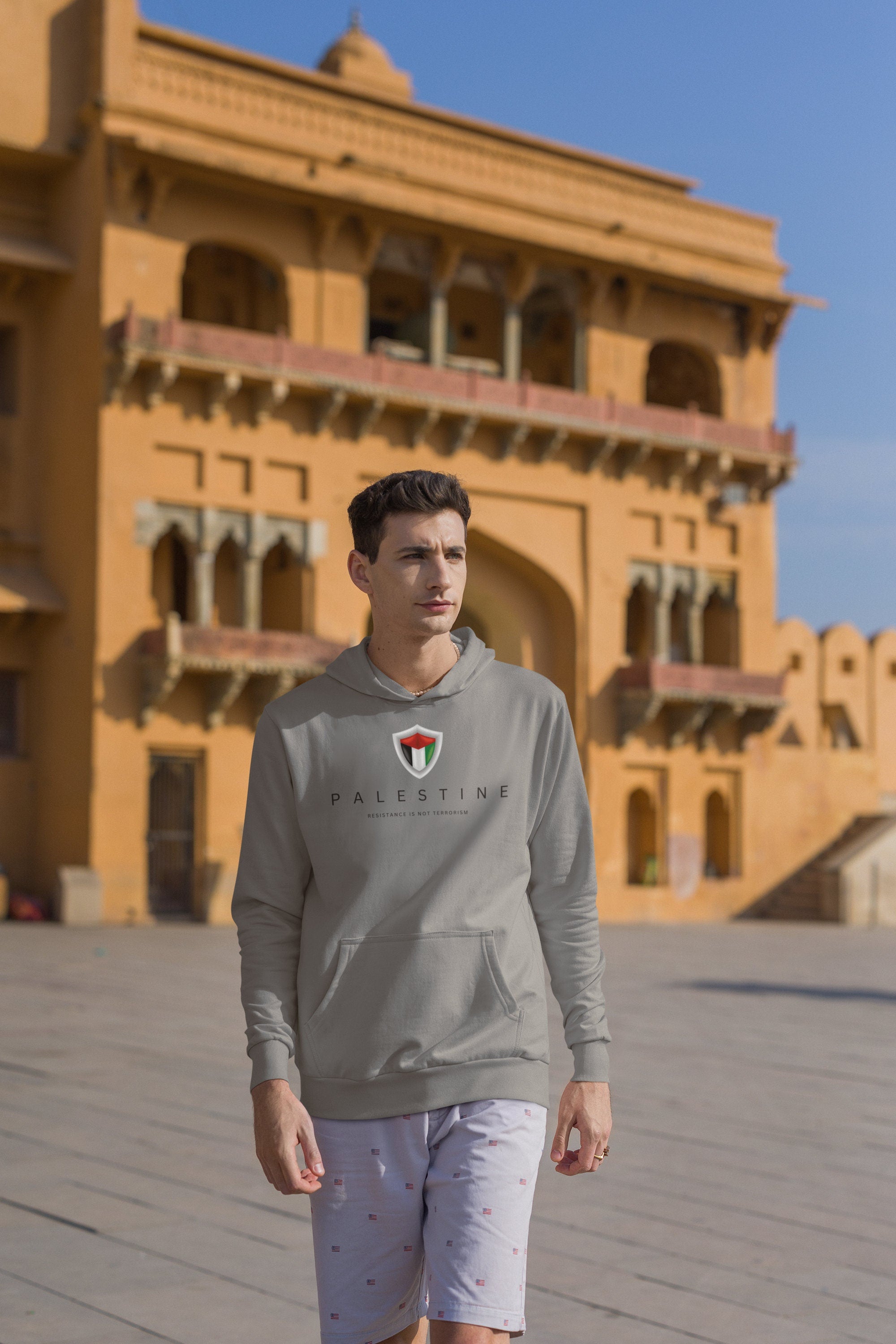 Adult Crew Neck Hoodie - Palestine Shield