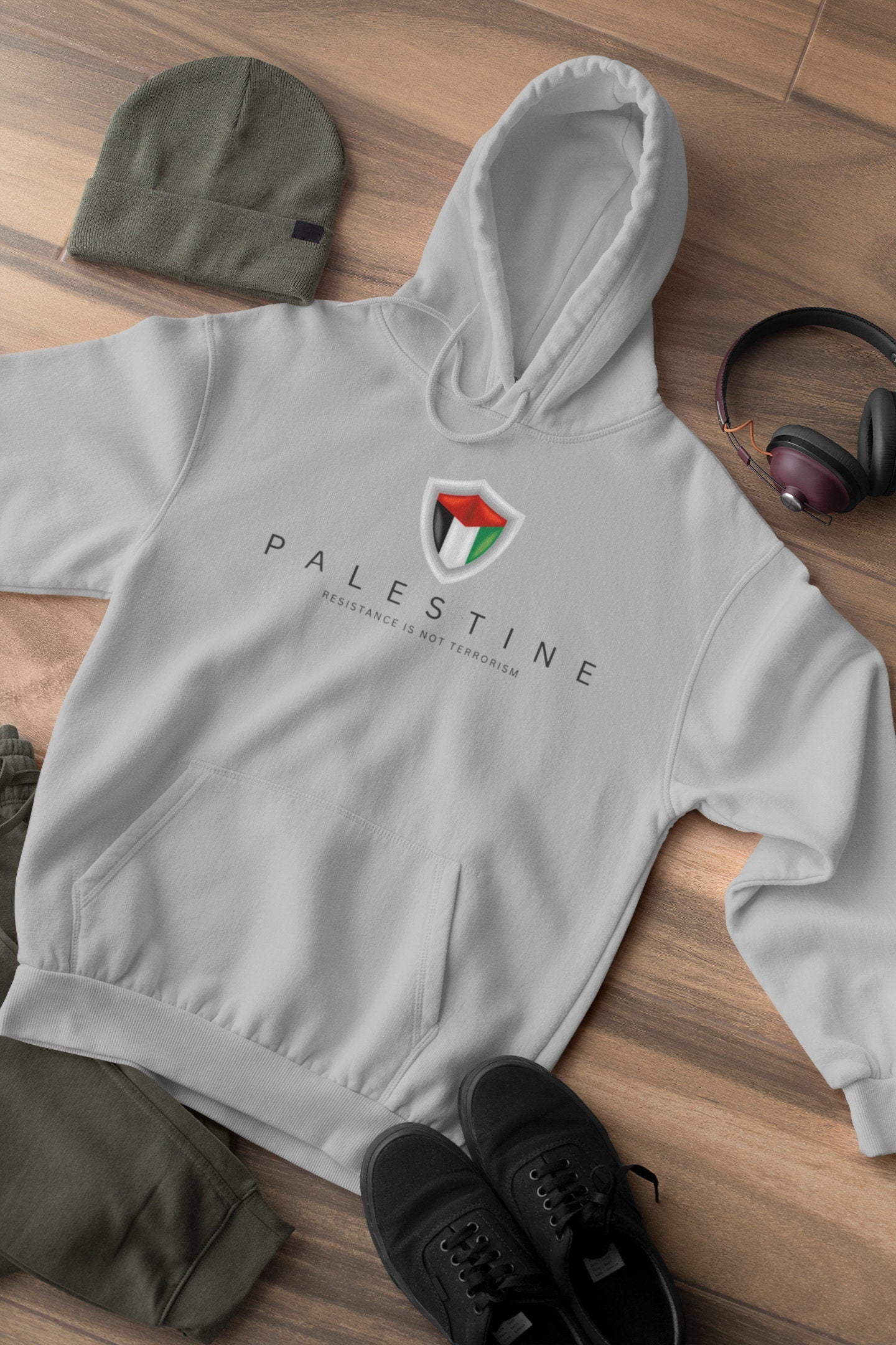 Adult Crew Neck Hoodie - Palestine Shield