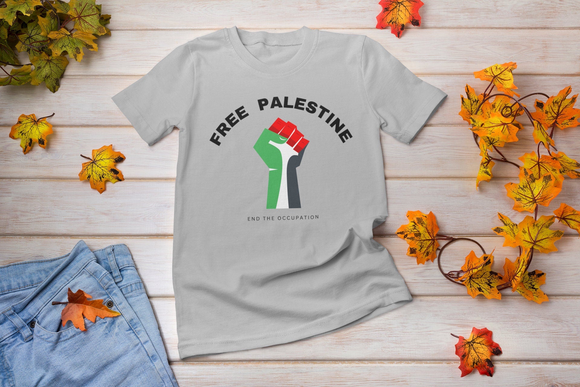 Youth Crew Neck T shirt - Palestine Fist