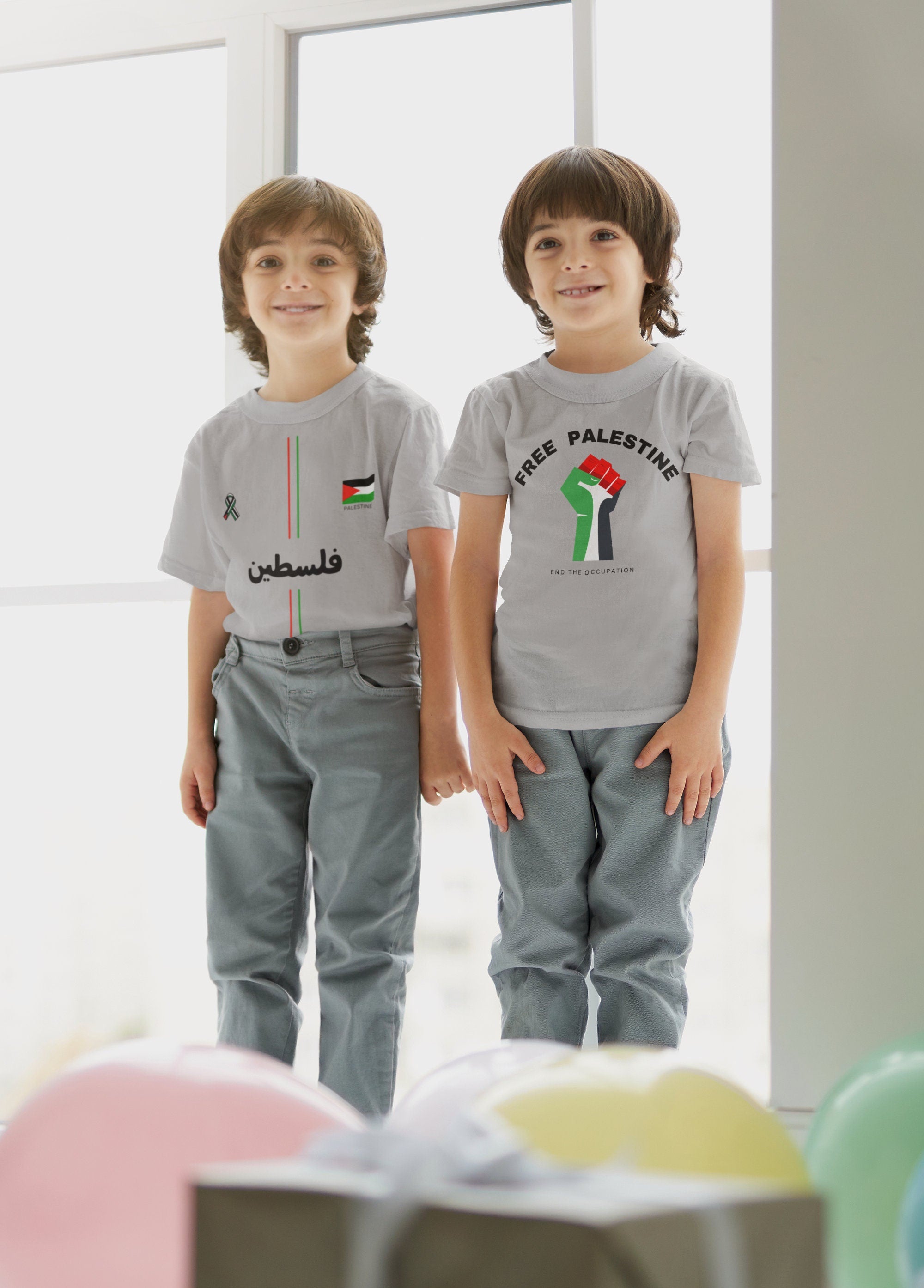 Youth Crew Neck T shirt - Palestine Fist