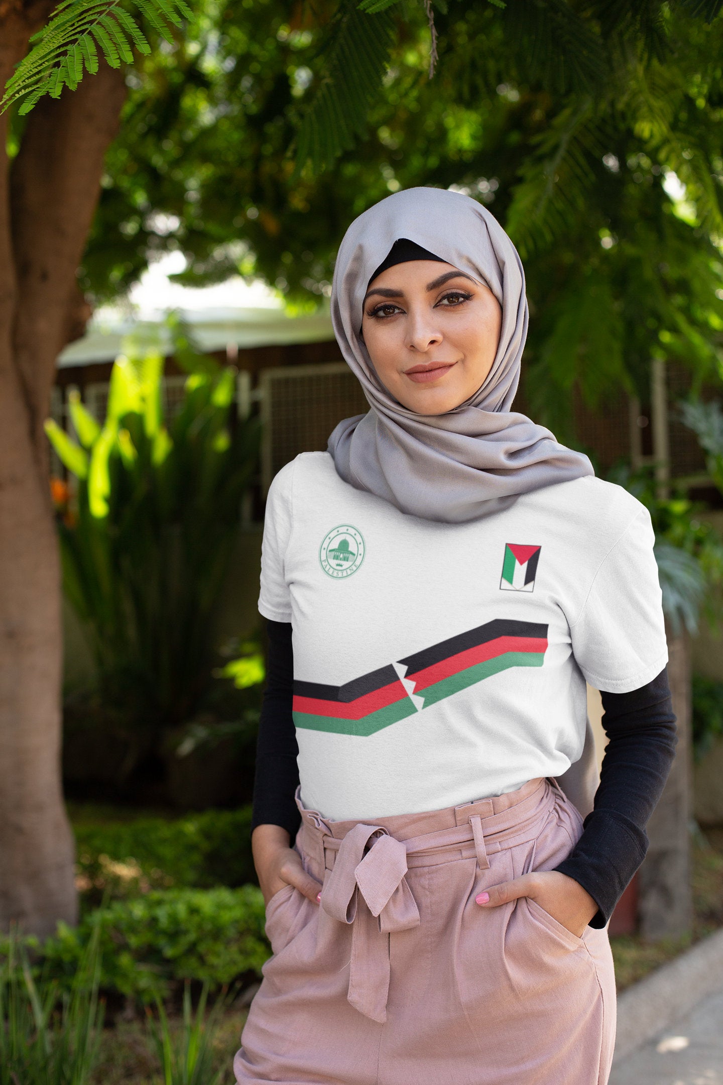 Adult Crew Neck Soft Style T-Shirt - Palestine Stripe 2