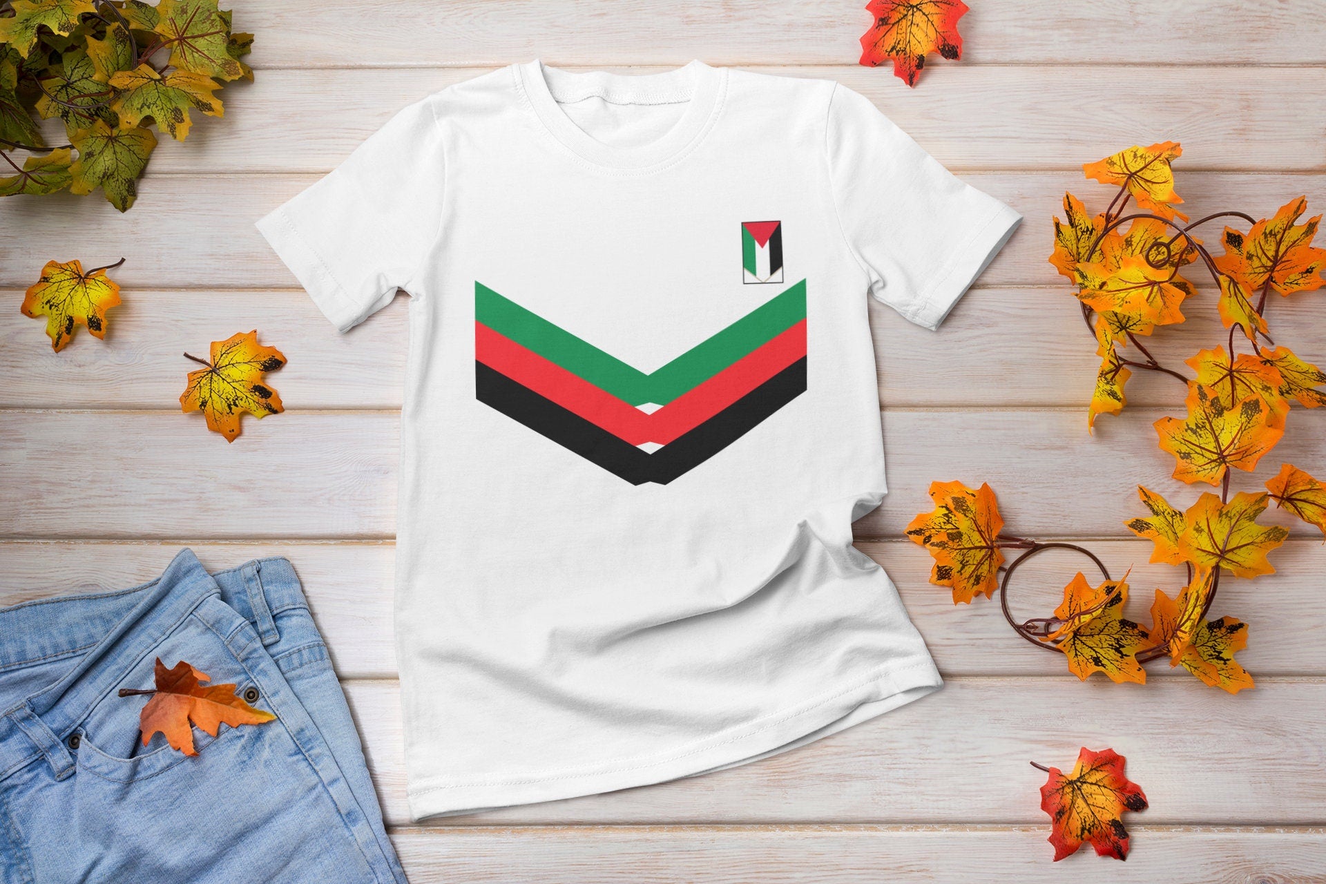 Adult Crew Neck Soft Style T-Shirt - Palestine Stripe 1