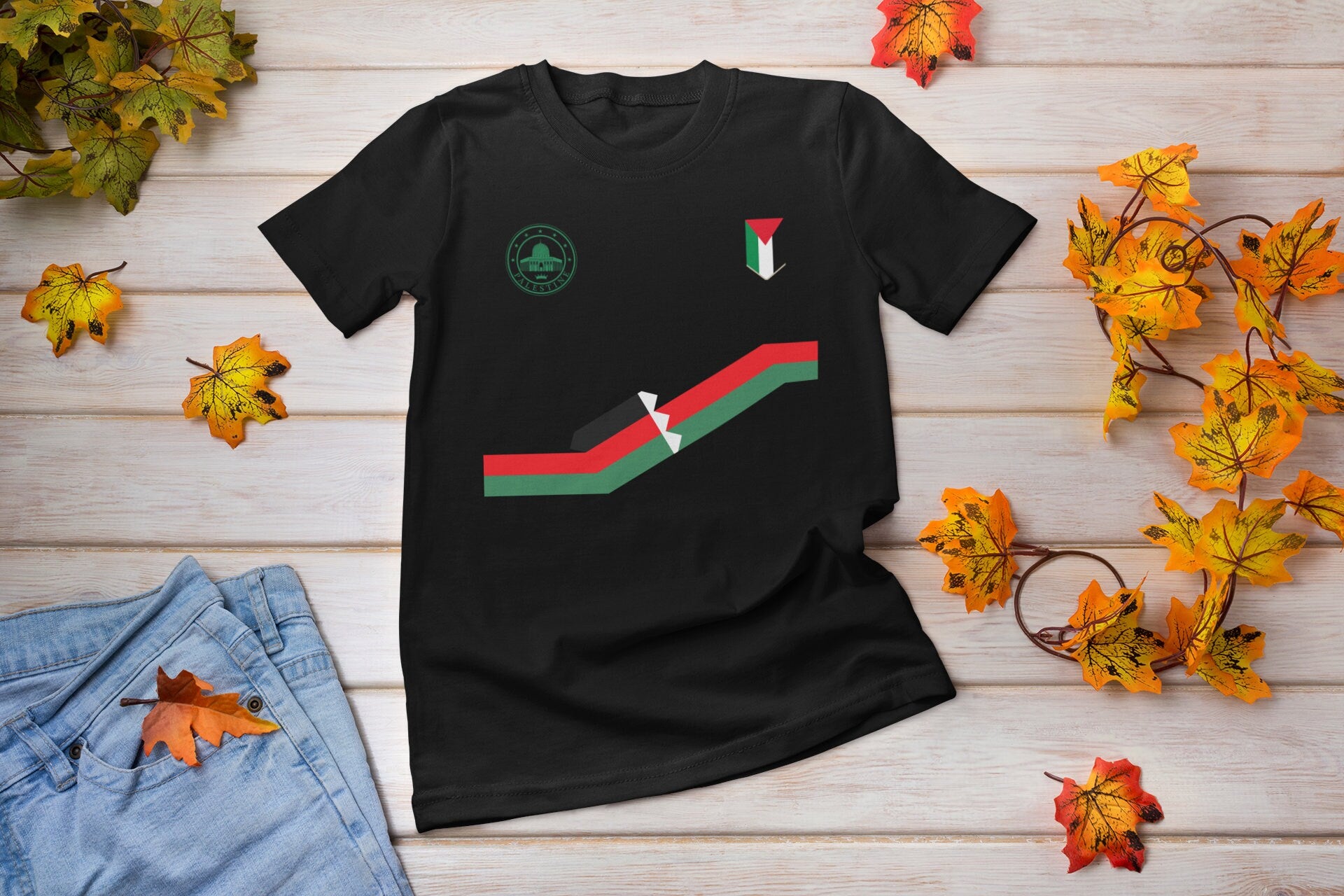 Youth Crew Neck T shirt - Palestine Stripe