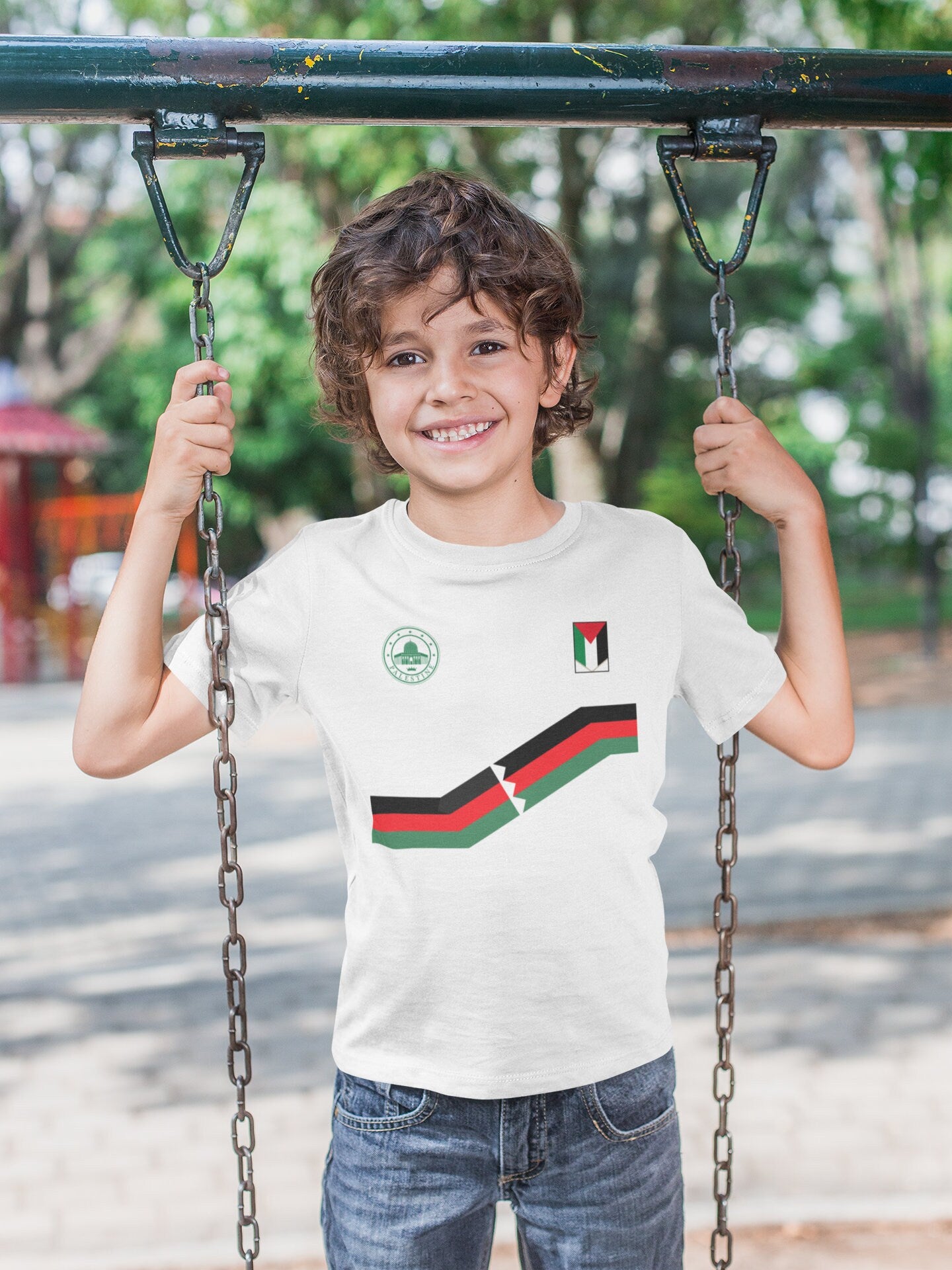 Youth Crew Neck T shirt - Palestine Stripe