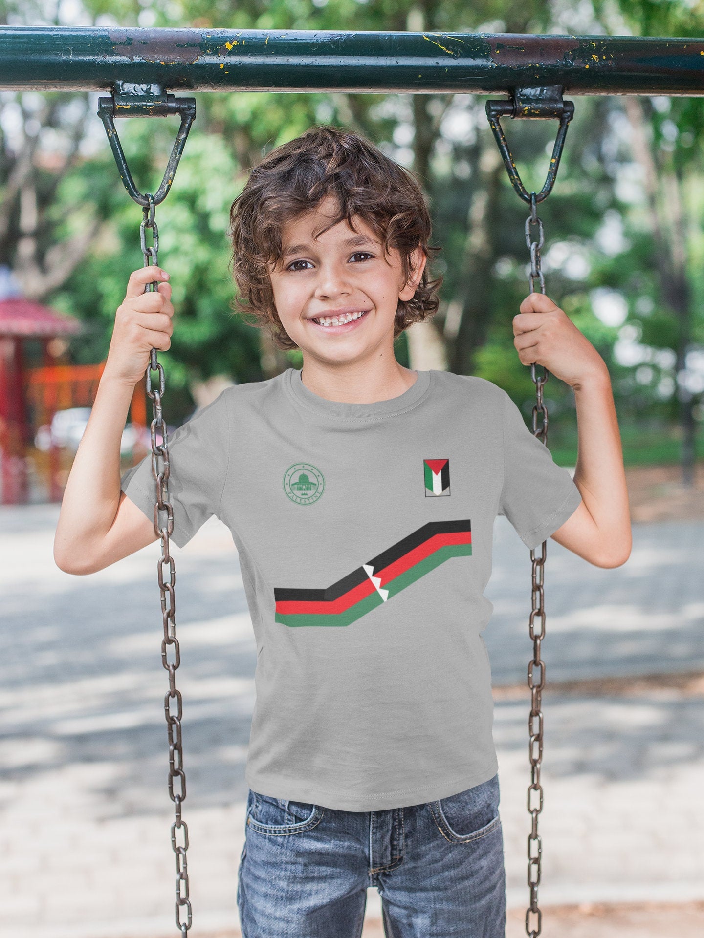 Youth Crew Neck T shirt - Palestine Stripe