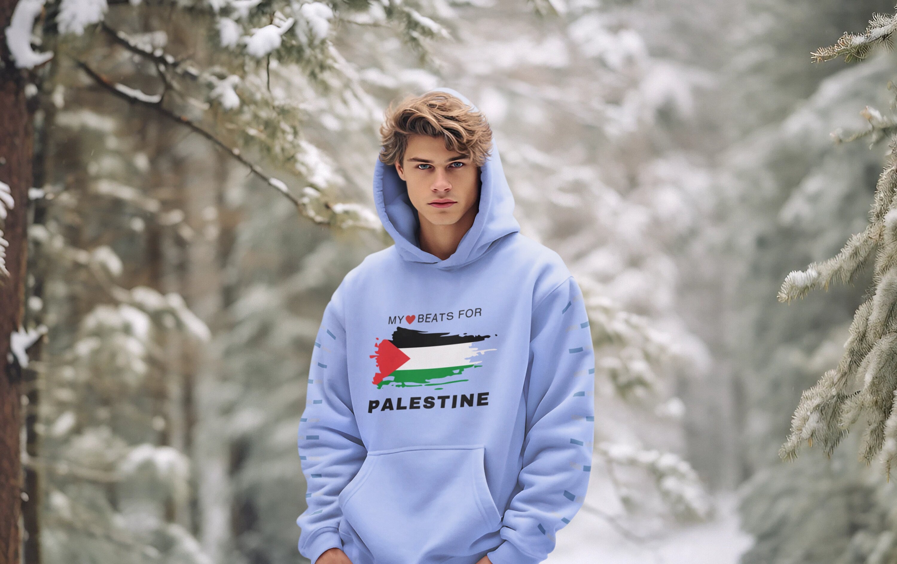 Adult Crew Neck Hoodie - Palestine Shield