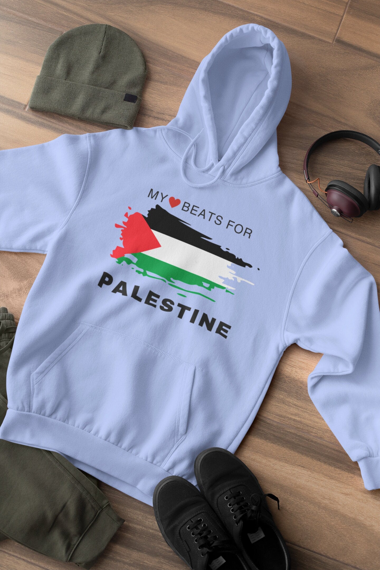 Adult Crew Neck Hoodie - Palestine Shield