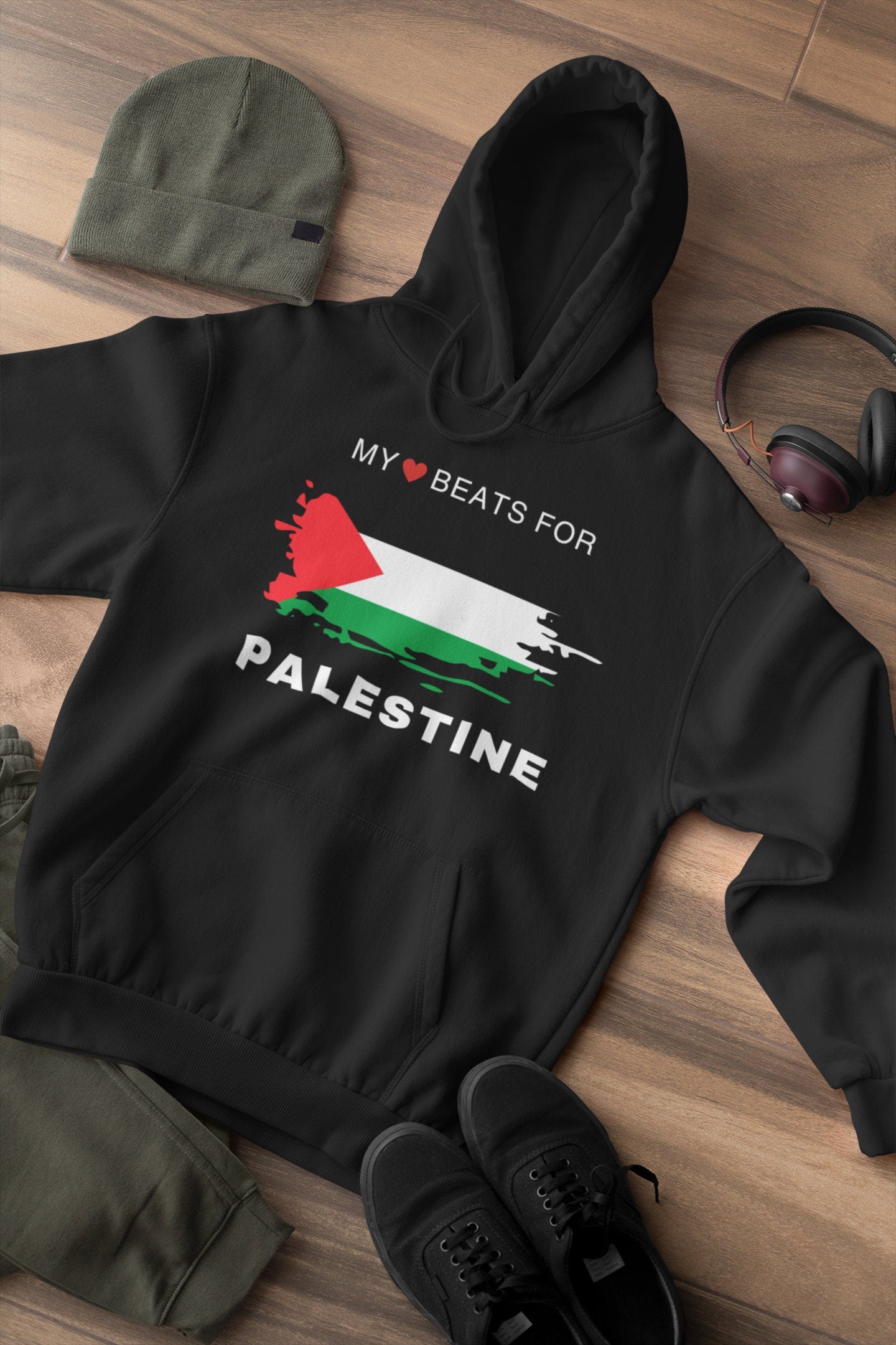 Adult Crew Neck Hoodie - Palestine Shield