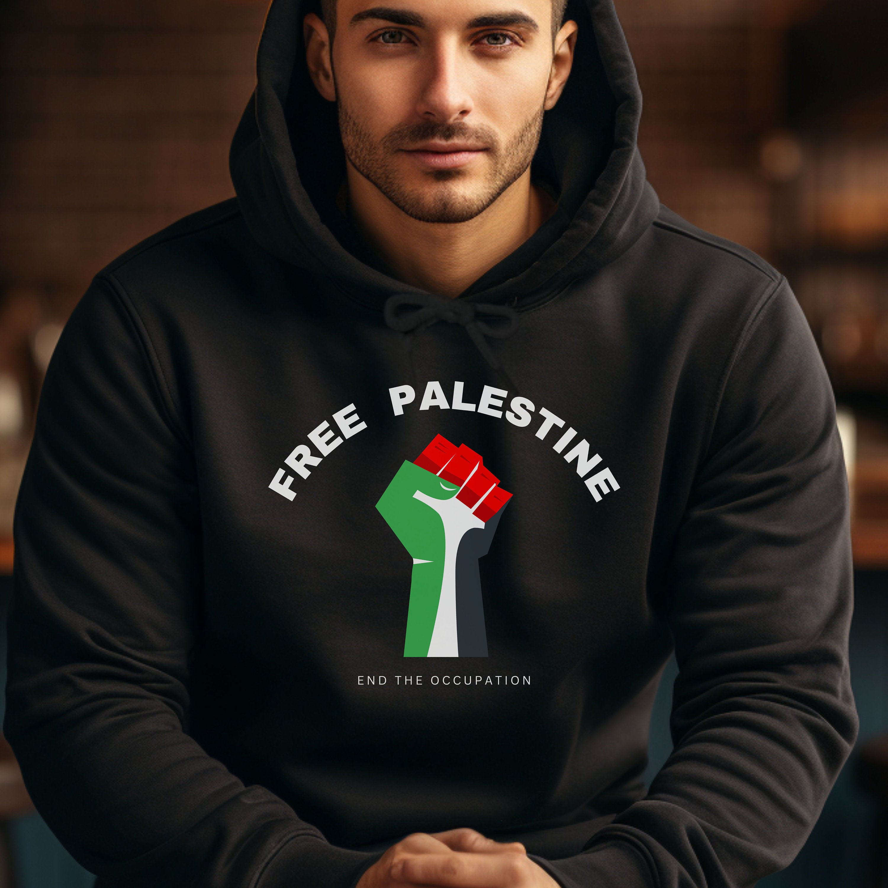 Adult Crew Neck Hoodie - Palestine Fist