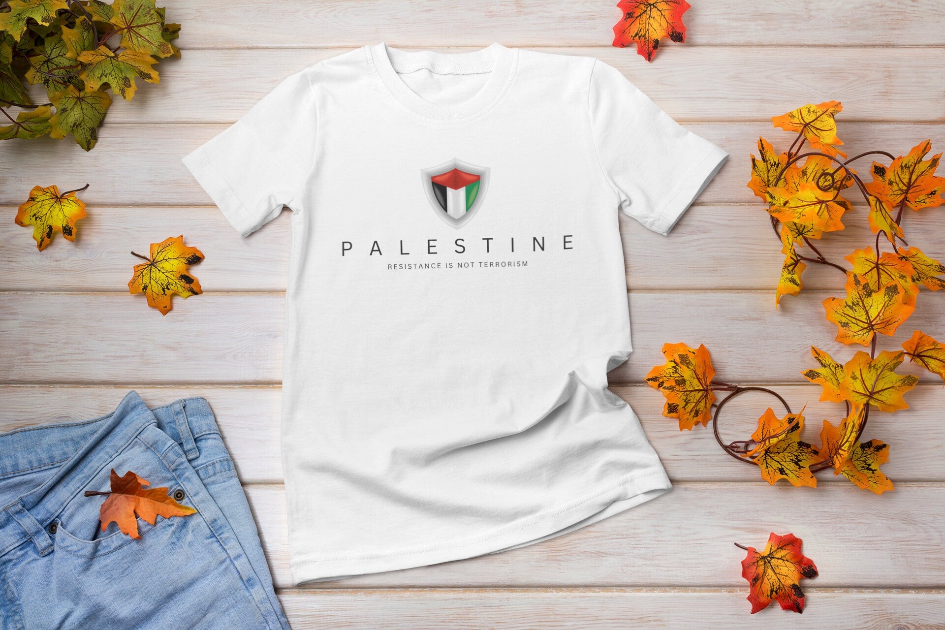 Youth Crew Neck T shirt - Palestine Shield