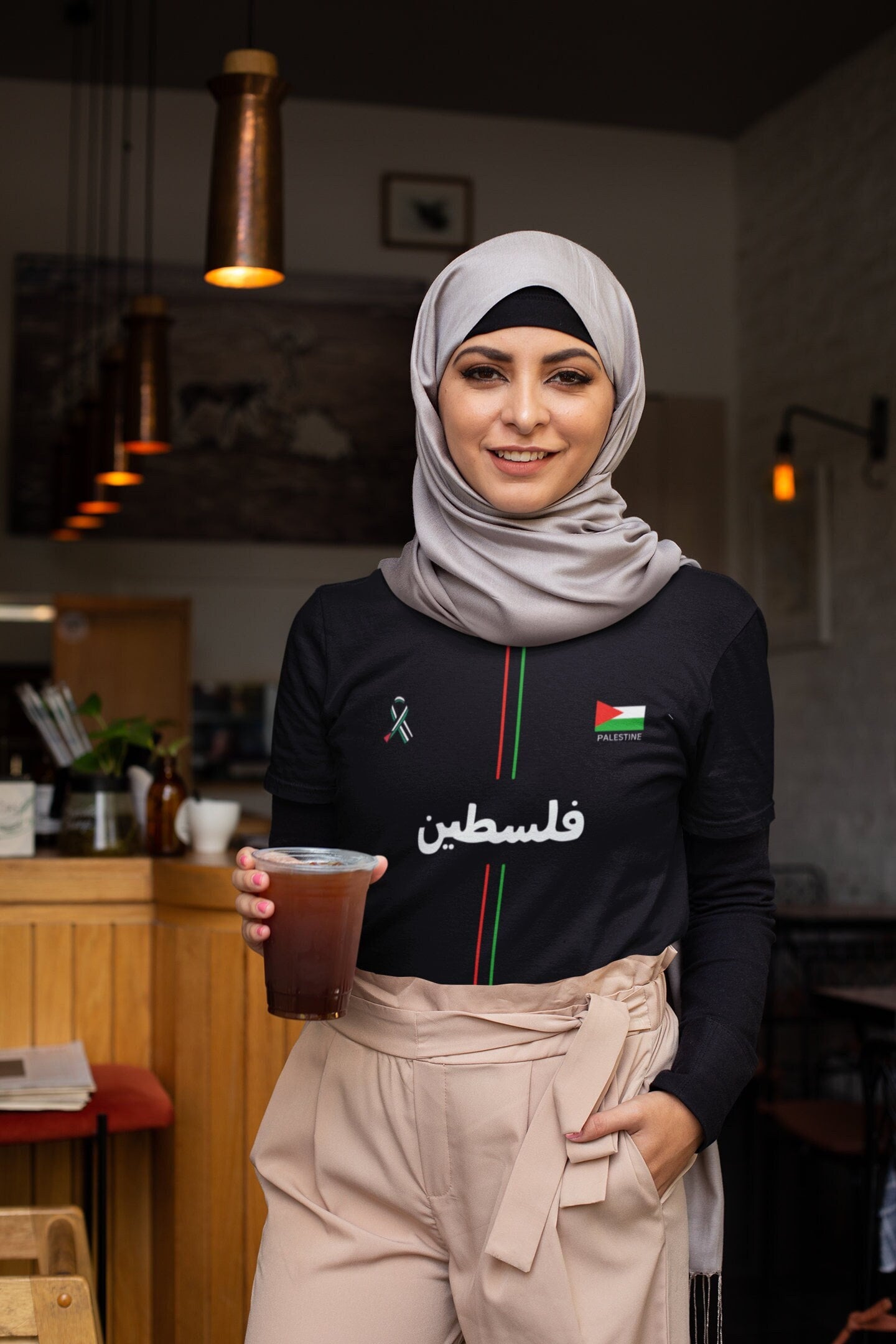 Adult Crew Neck Soft Style T-Shirt - Palestine Arabic 1