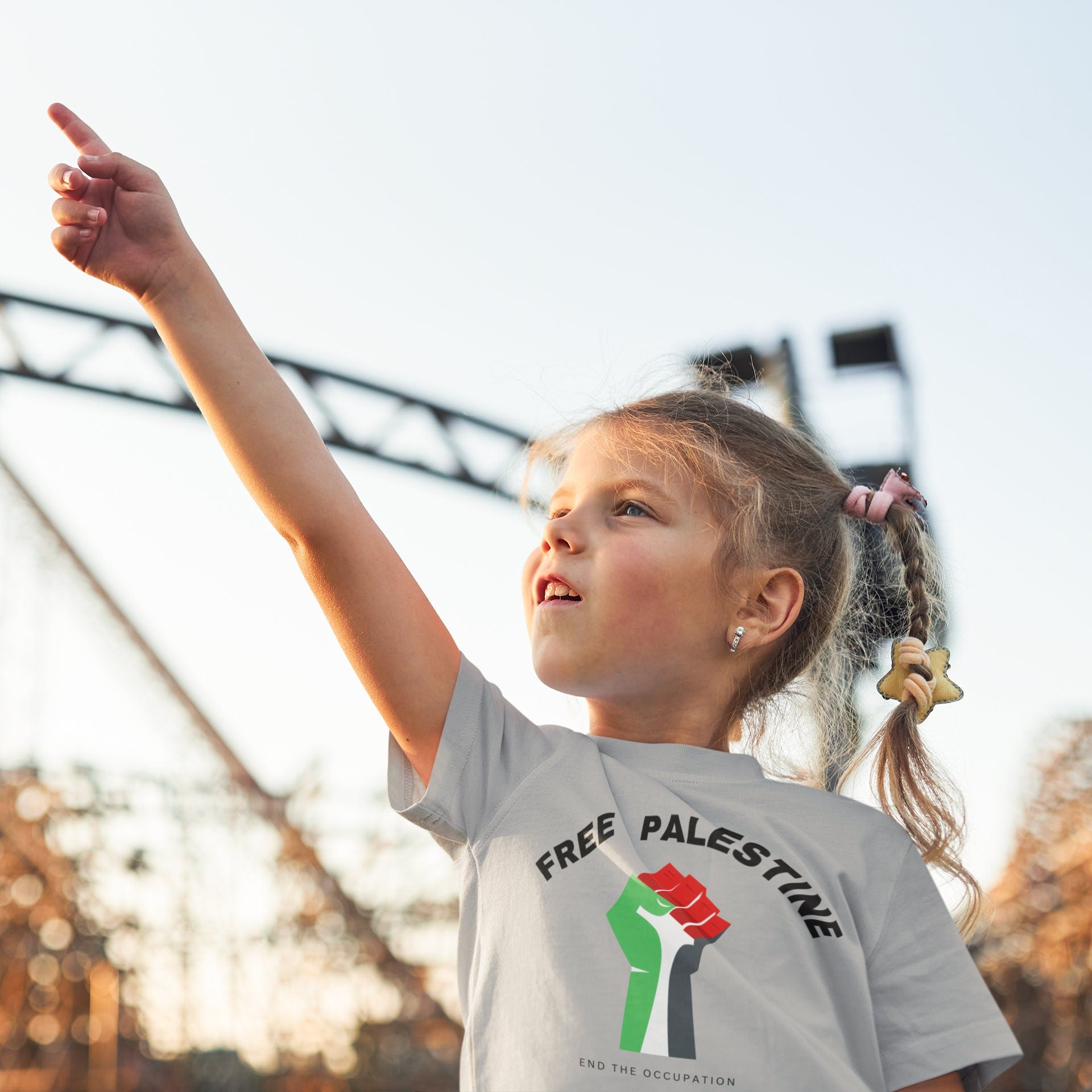 Youth Crew Neck T shirt - Palestine Fist