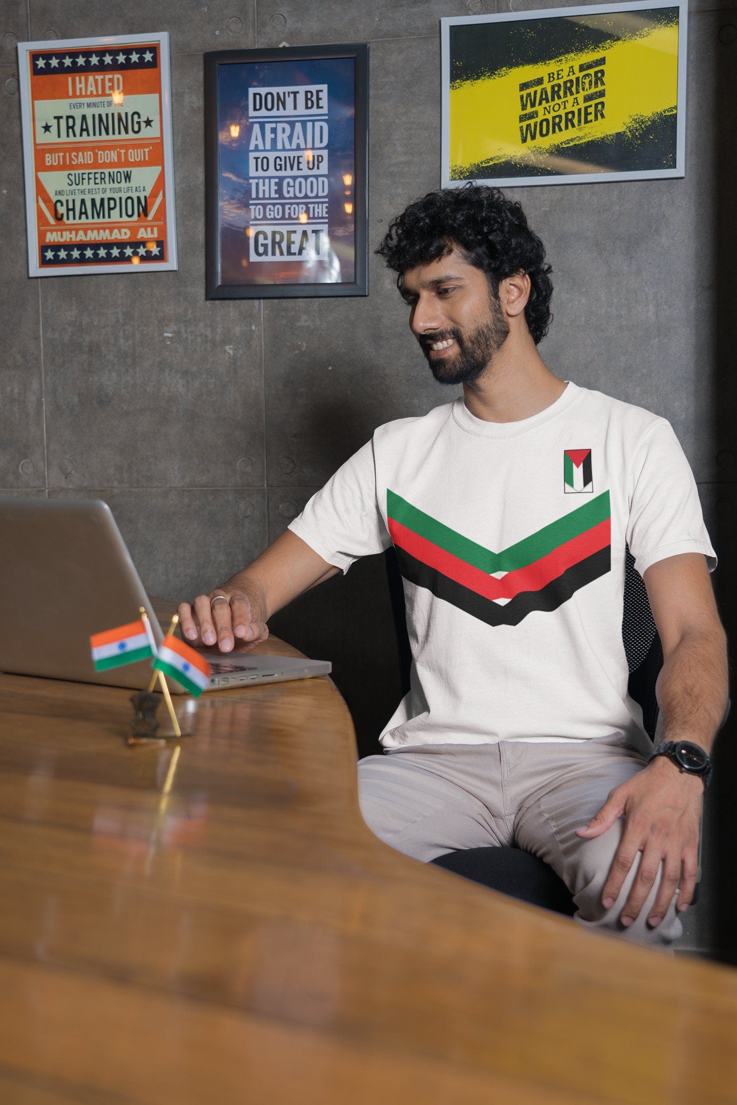 Adult Crew Neck Soft Style T-Shirt - Palestine Stripe 1