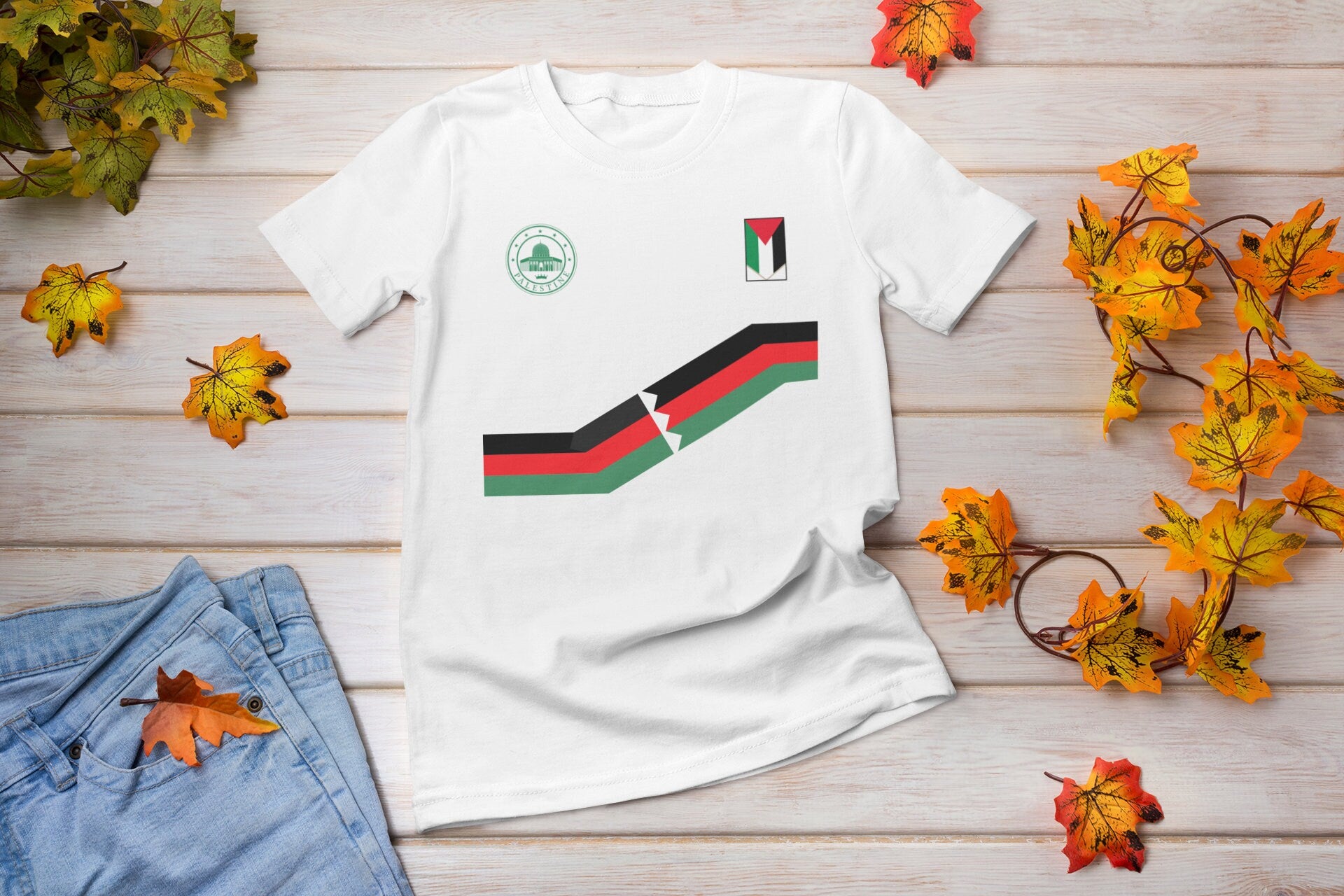 Youth Crew Neck T shirt - Palestine Stripe