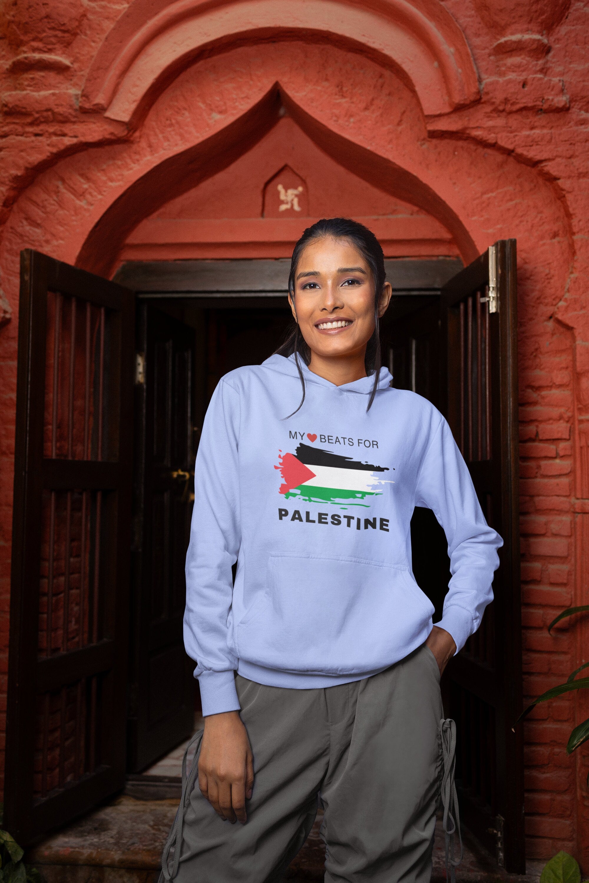 Adult Crew Neck Hoodie - Palestine Shield