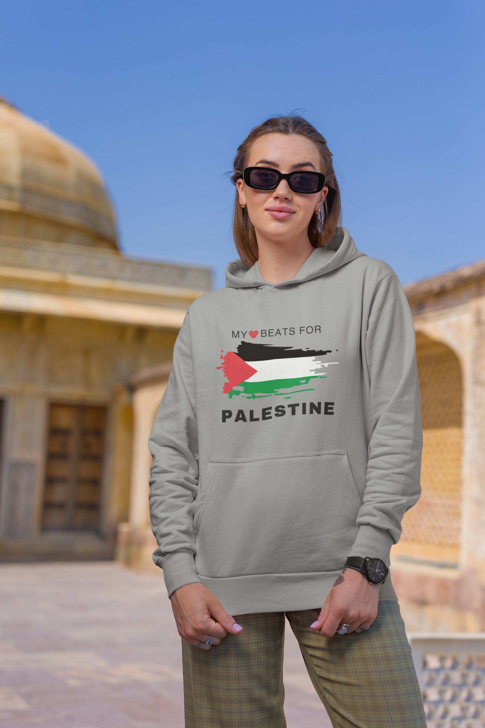 Adult Crew Neck Hoodie - Palestine Shield