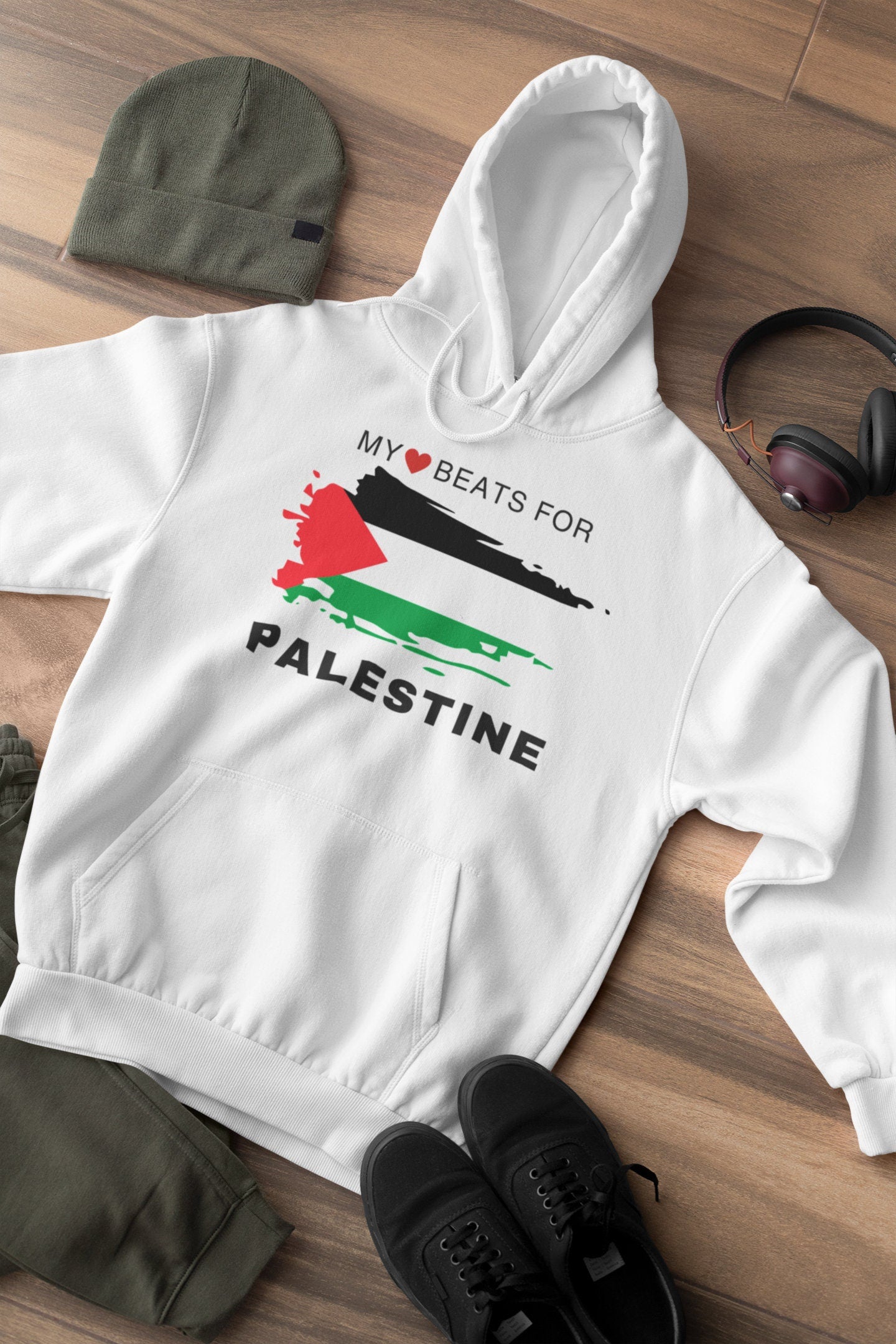 Adult Crew Neck Hoodie - Palestine Shield