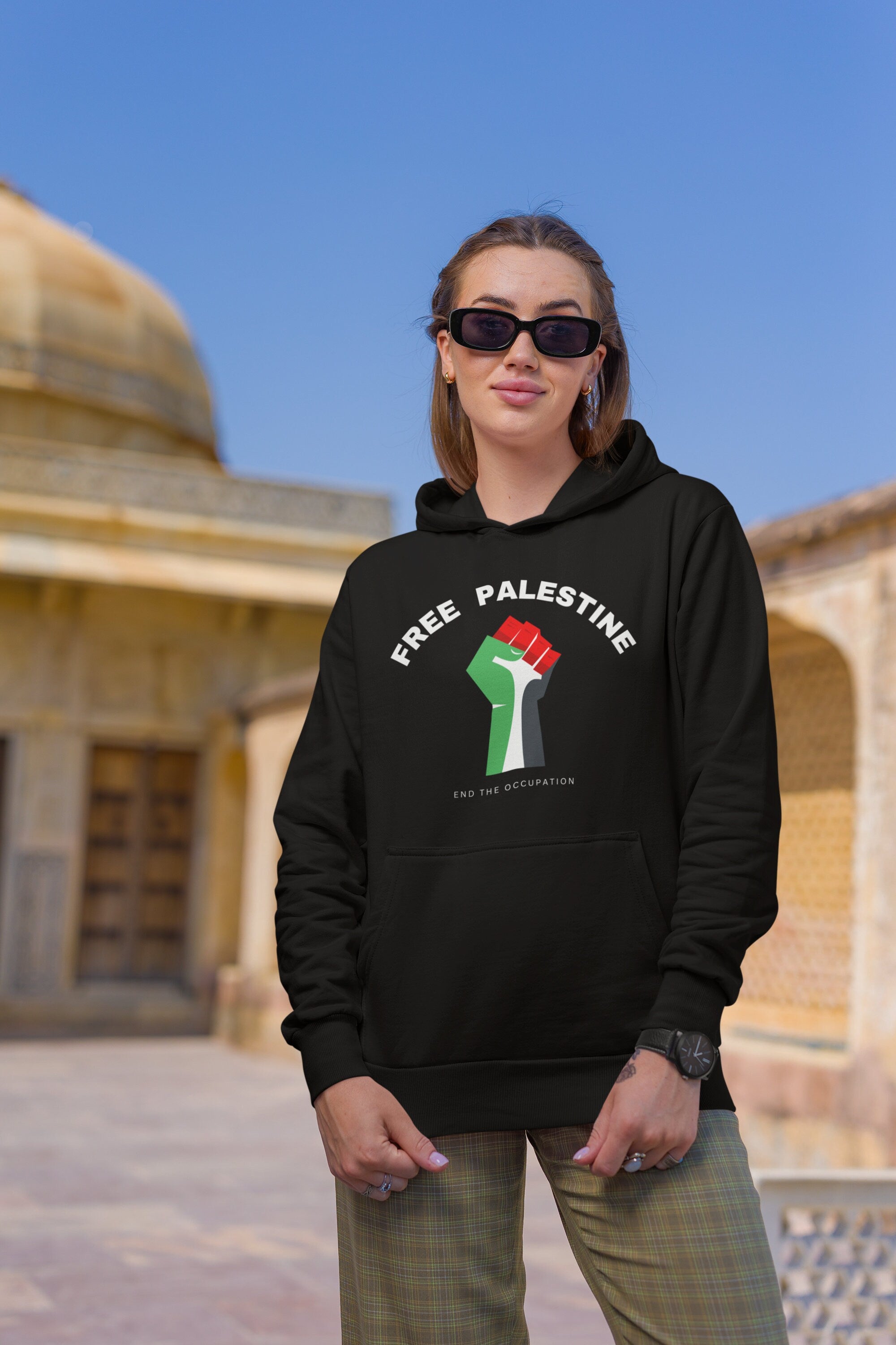 Adult Crew Neck Hoodie - Palestine Fist