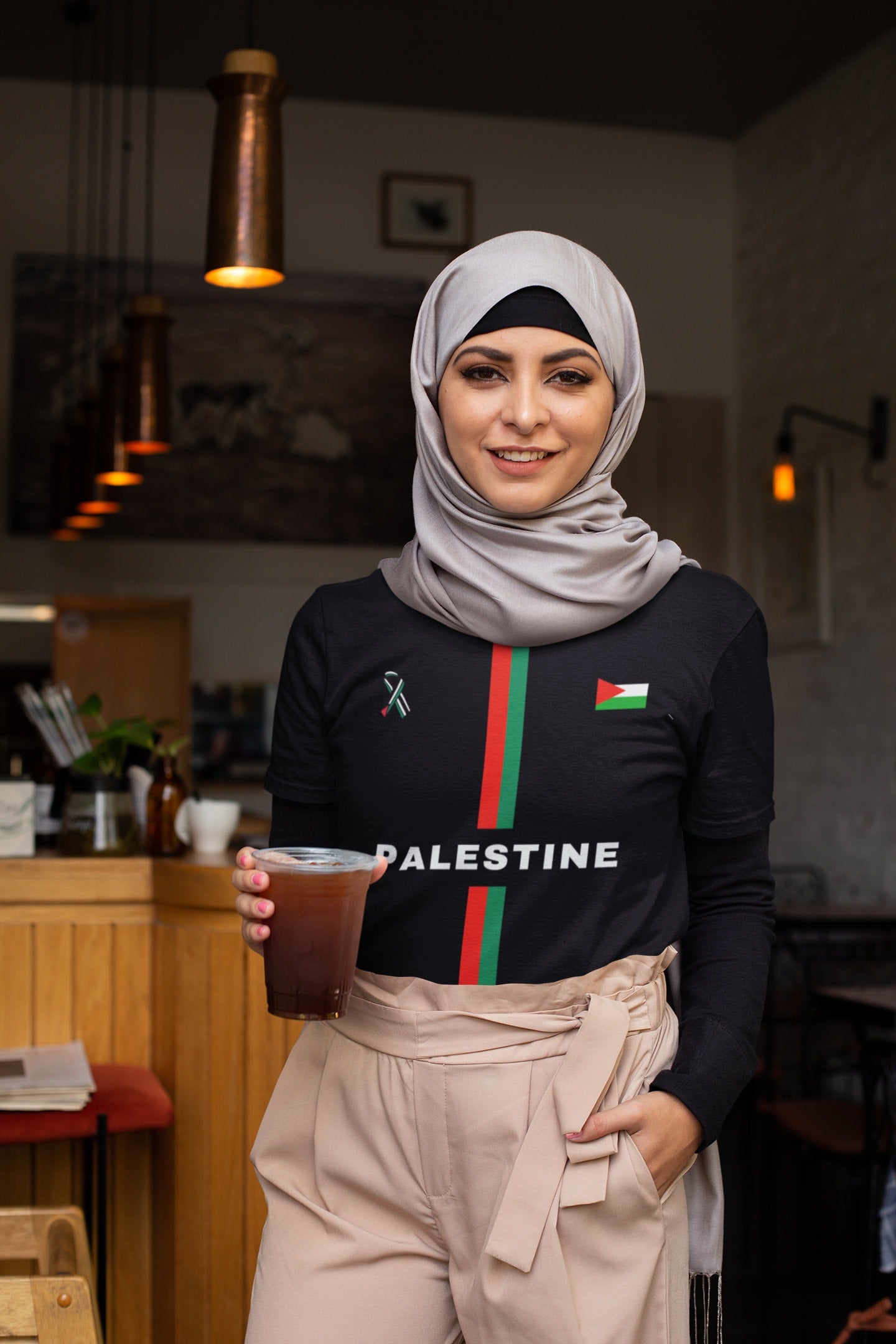 Adult Crew Neck Soft Style T-Shirt - Palestine English 2