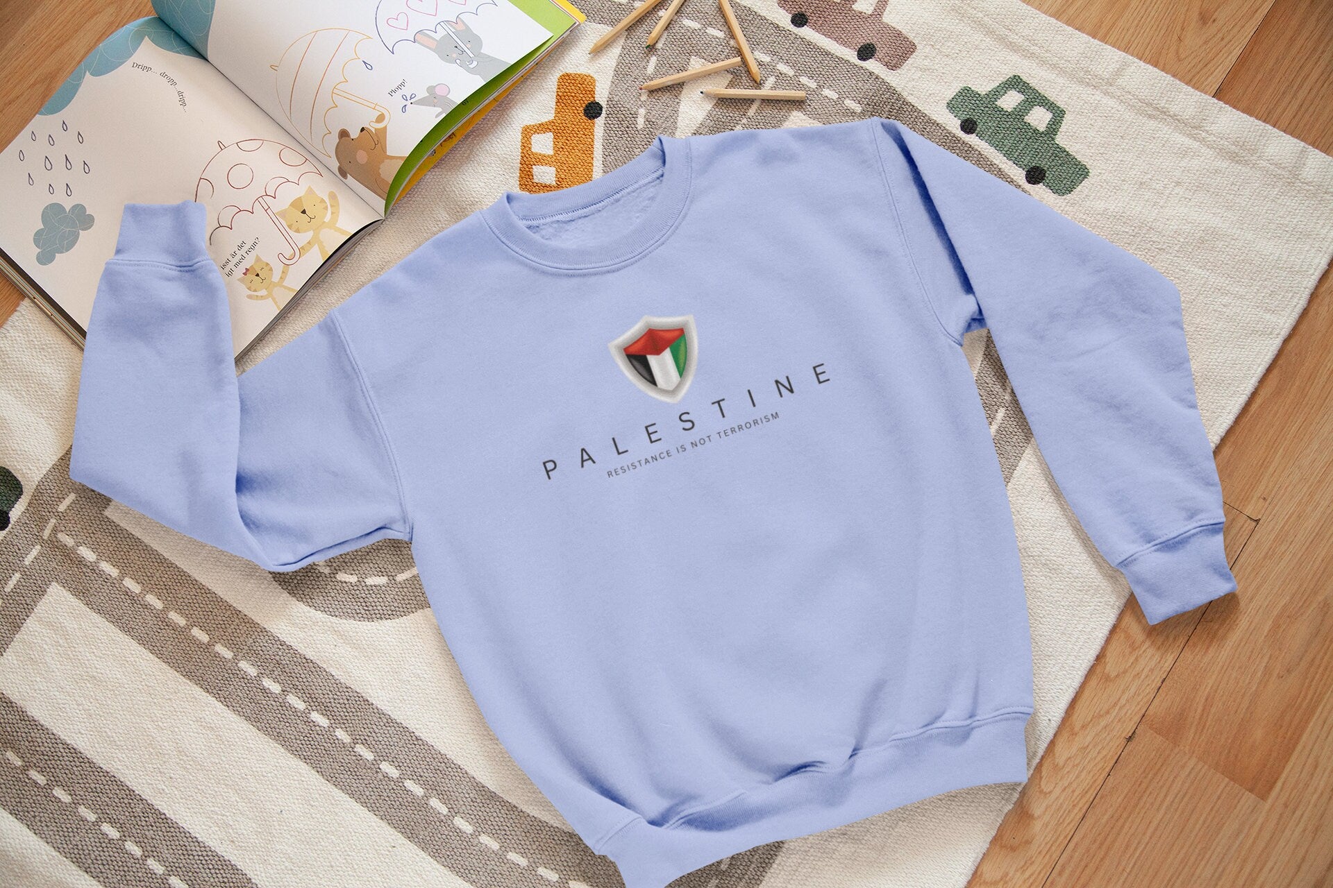 Youth Crew Neck Sweatshirt - Palestine Shield