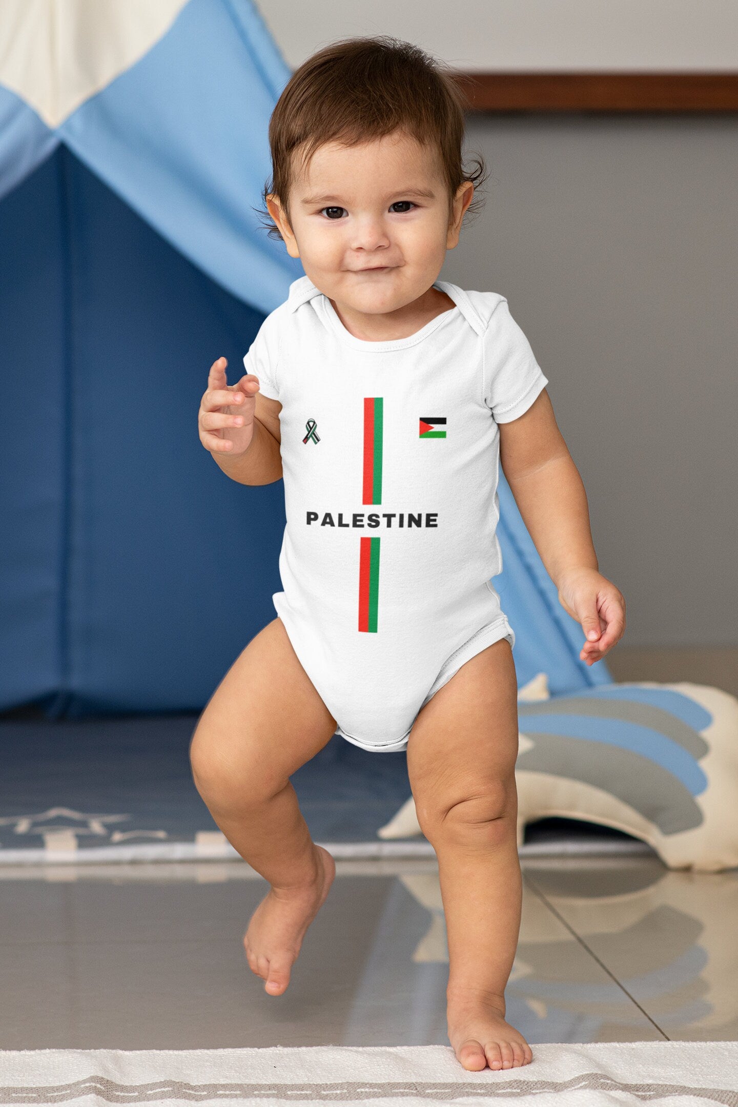 Palestine Football Design - Baby Short Sleeve Bodysuit